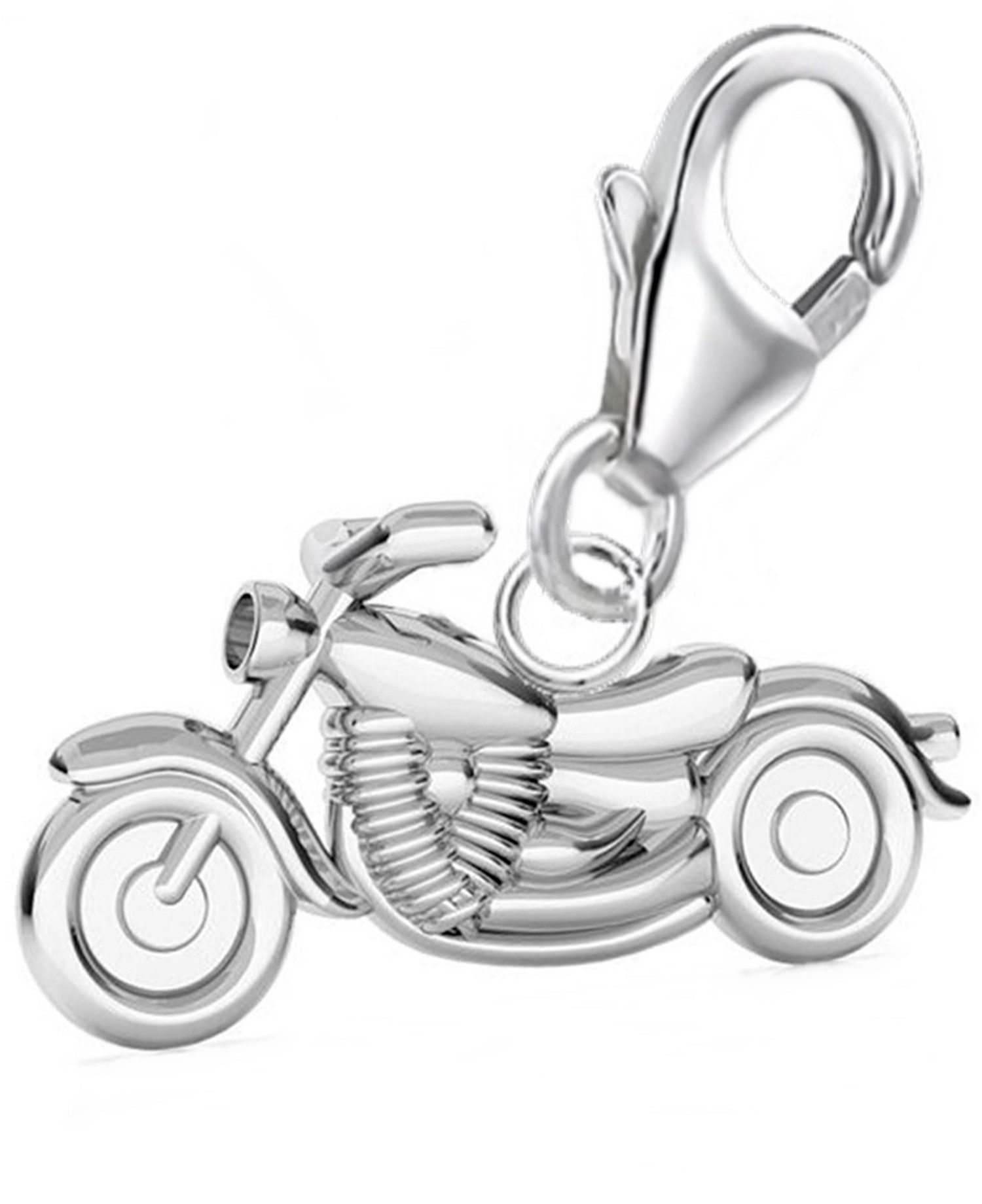 Goldene Hufeisen Charm-Einhänger Motorrad Karabiner Charm Anhänger für Bettelarmband 925 Silber (inkl. Etui), für Gliederarmband oder Halskette