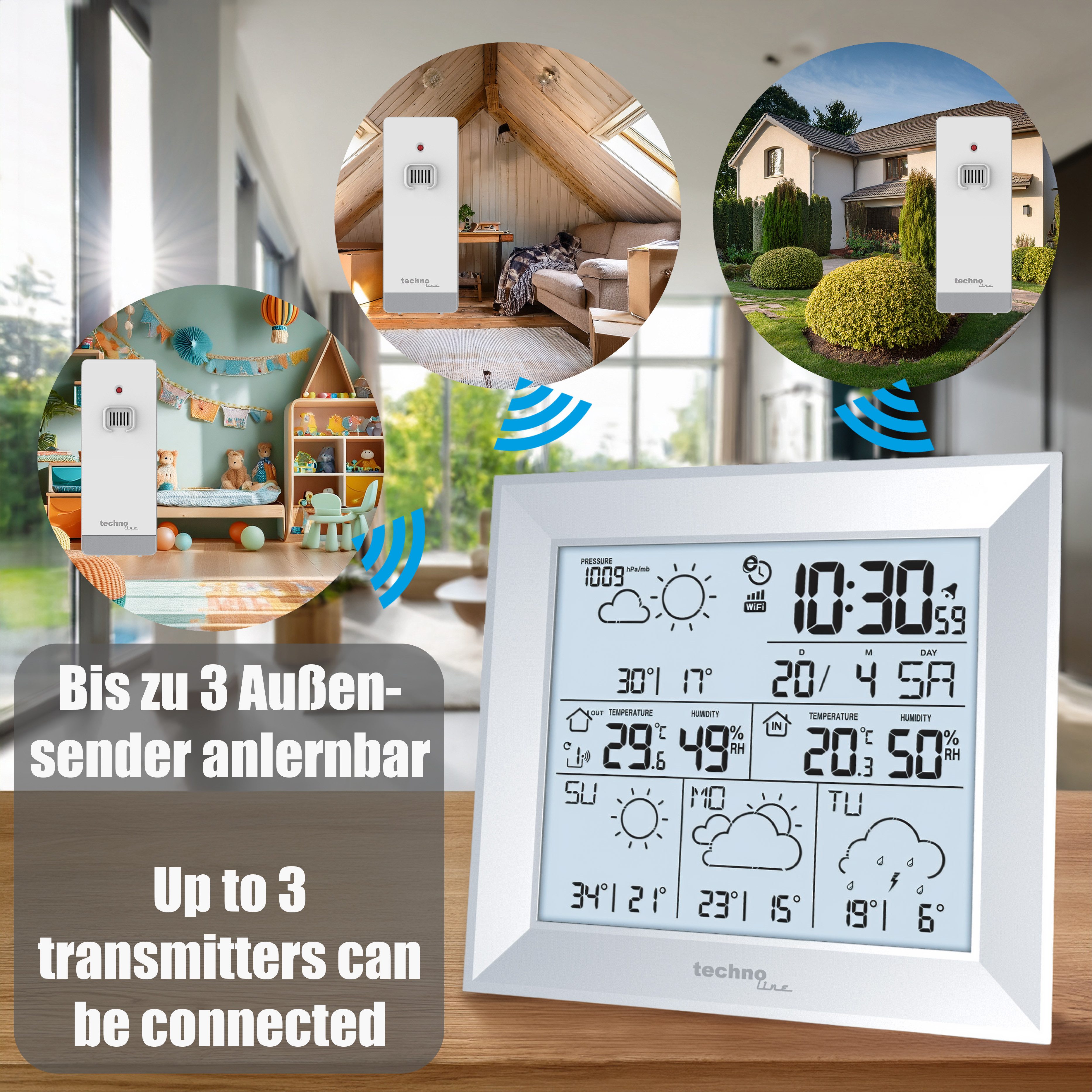 technoline WD 2000 Wetterstation (inklusive Außensender, App gestützte Wetterstation)
