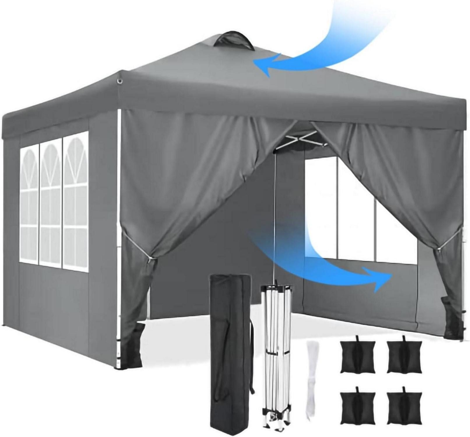 Faltpavillon Pavillon 3x3 Faltpavillon 3x3 Wasserdicht 50+ UV-Schutz Winterfest