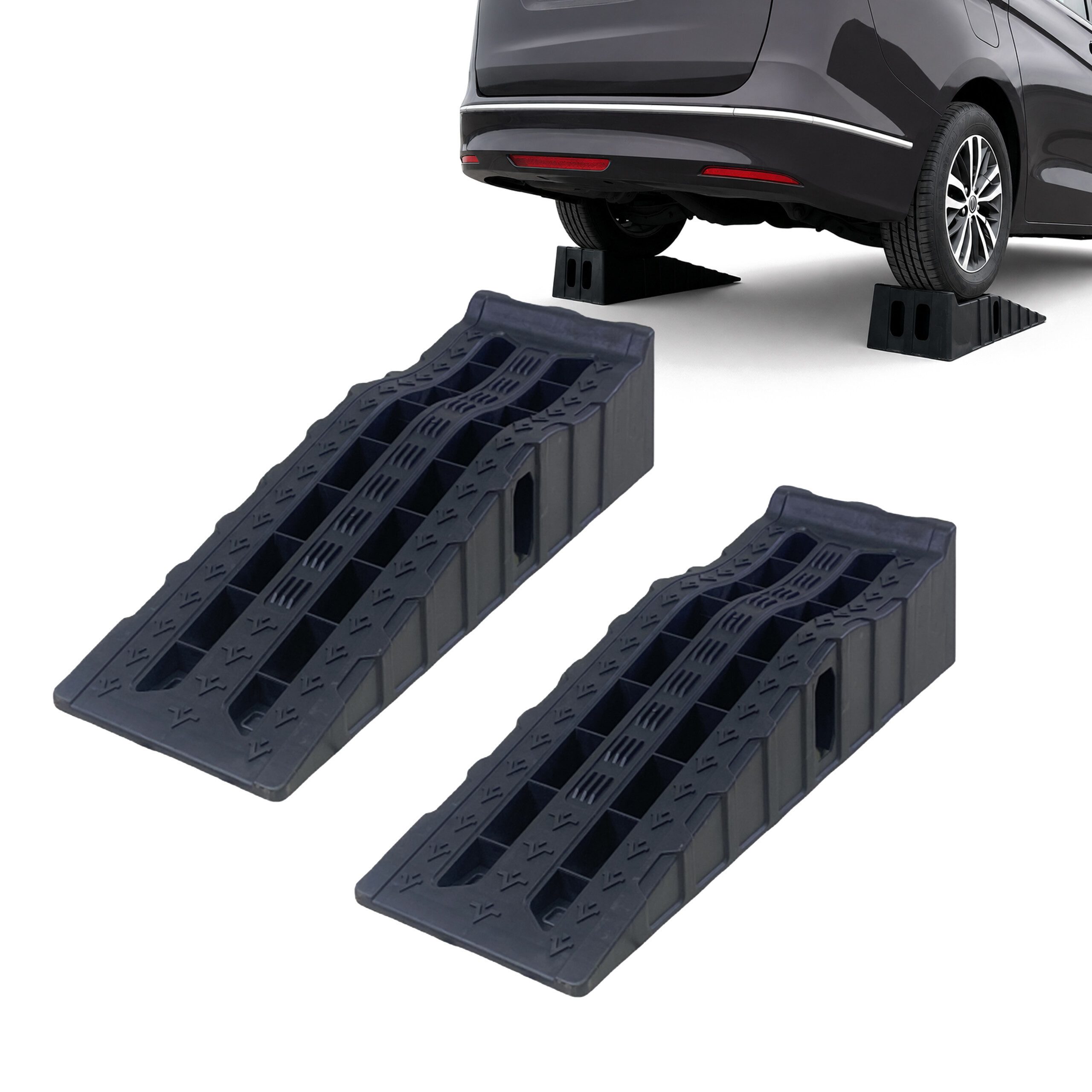 relaxdays Auffahrrampe Auto 2er Set (2-St), schwarz