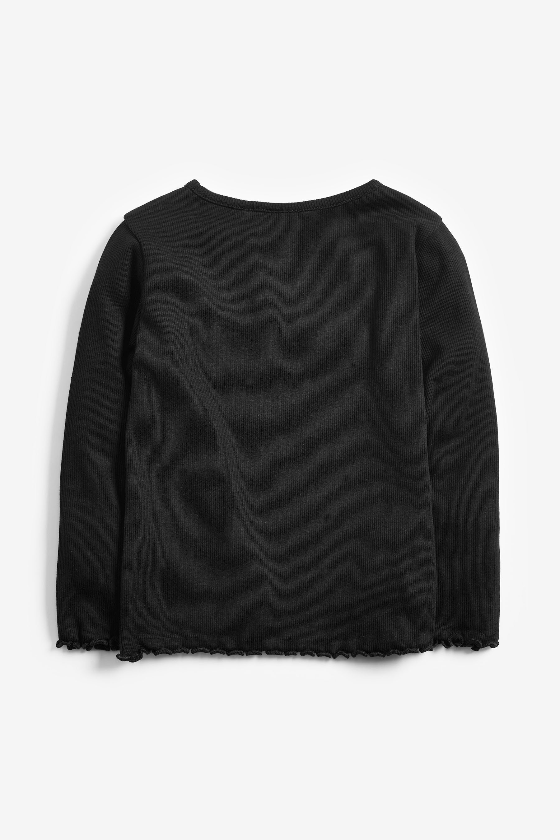 Next Langarmshirt Langärmeliges Feinripp-Shirt (1-tlg) Black