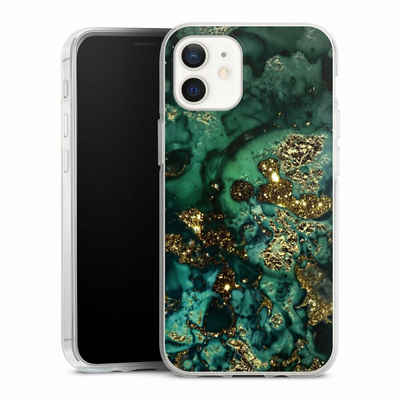DeinDesign Handyhülle Marmor Glitzer Look Muster Cyan Glitter Marble Look, Apple iPhone 12 Silikon Hülle Bumper Case Handy Schutzhülle