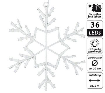 Nipach LED Stern LED Schneeflocke mit Schneeoptik 36 LED warm weiß Trafo Timer 30 cm