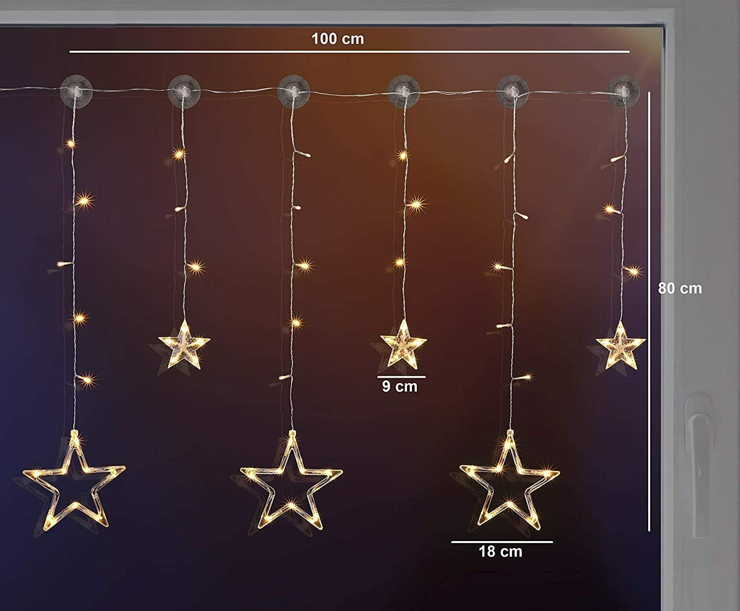Meinposten LED-Lichterkette Sternenvorhang Sternvorhang LED warmweiß Lichte günstig online kaufen