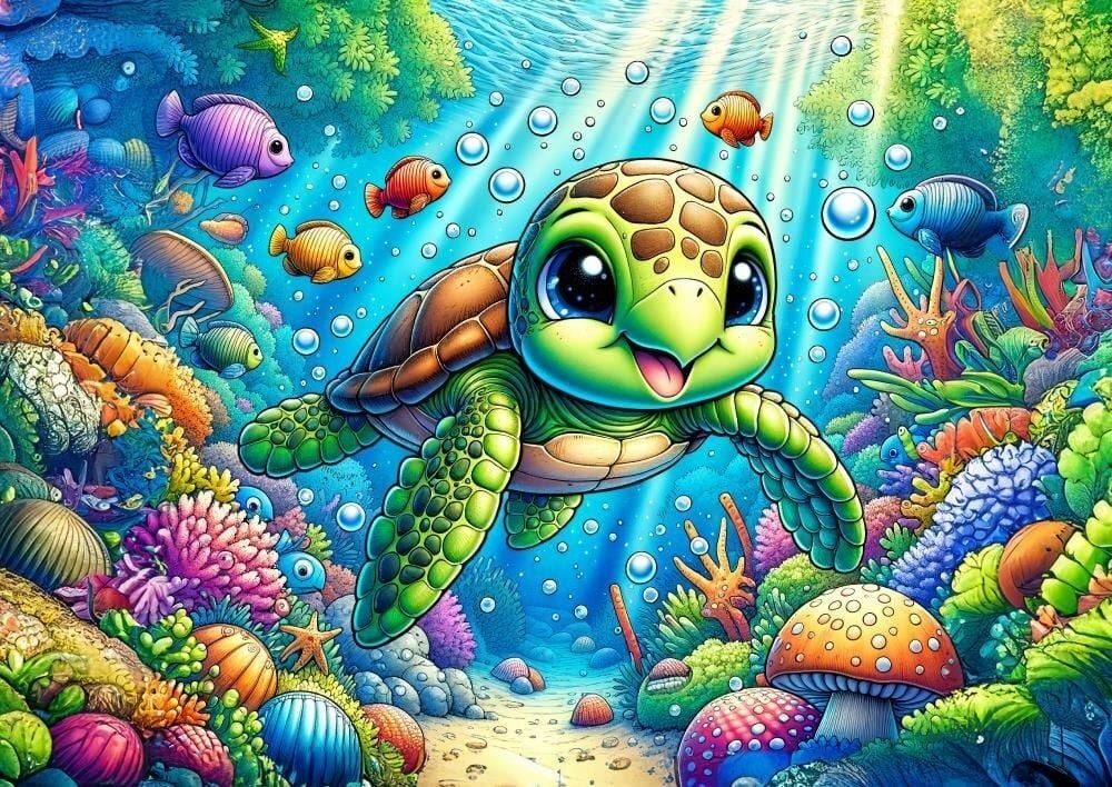 ART PUZZLE Puzzle KUNSTPUZZLE-Puzzle Süße Meeresschildkröte 25 dlks, Puzzleteile