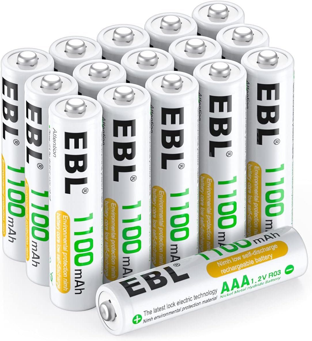16 Stück AAA Akku 1100mAh Micro Akkubatterien NI-MH Batterien Akku-Set