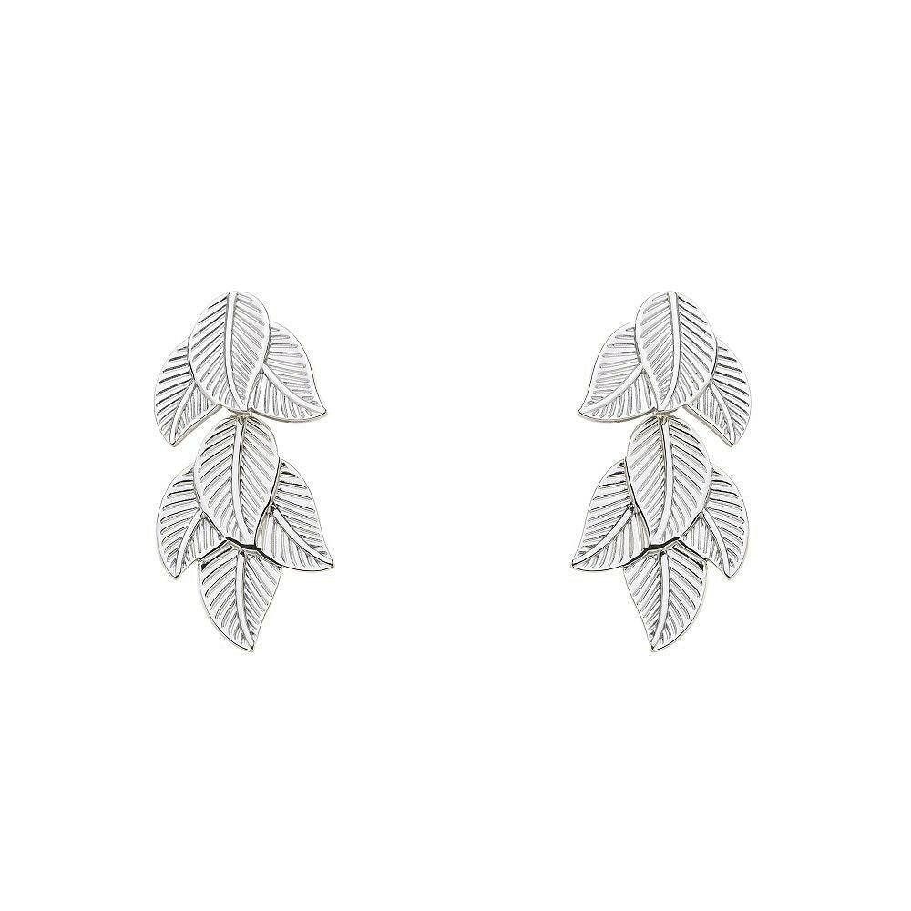 Brise Schmuck Paar Ohrstecker Damen-Edelstahlohrringe in Silber · Paar, 100 % Edelstahl · Silber · ca. 4,5 cm Breite · Blätter-Motiv