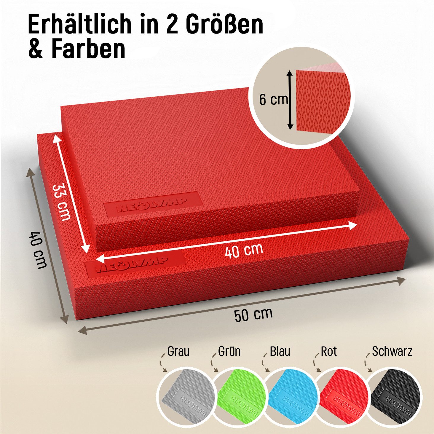 NEOLYMP Balance Pad Rutschfestes Gleichgewichtstrainer für Physio & Reha Balance Board, (Balance Pad, Balance Pad), Elastisch & langlebig. Ideal für Kinder, Erwachsene, Hunde & Pferde.
