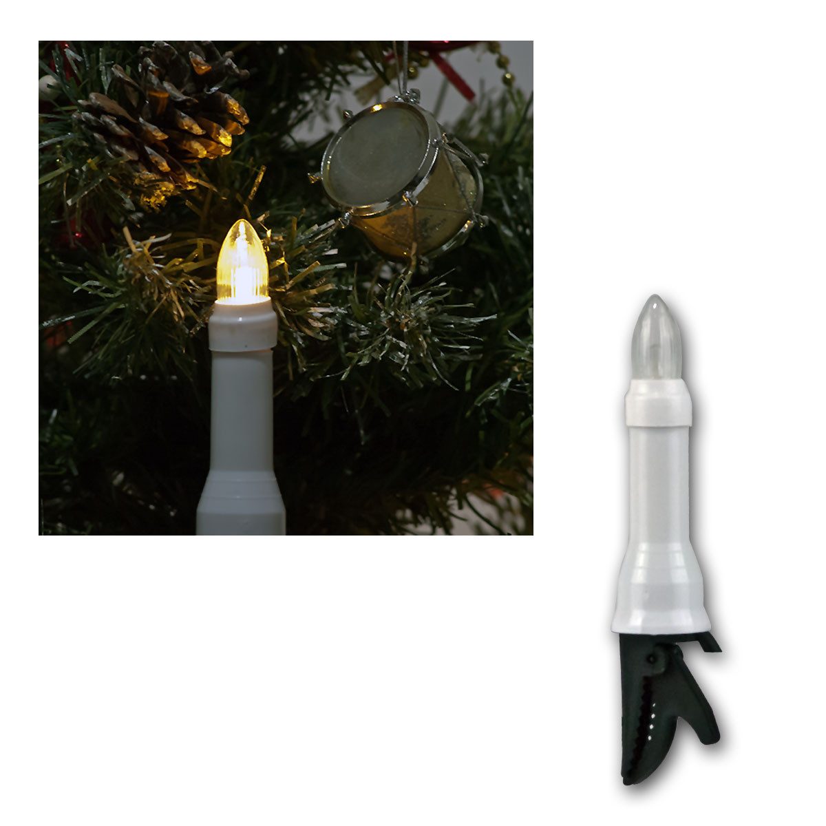 EGB LED-Lichterkette 30er LED Außen Lichterkette mit Topkerzen warmweiß