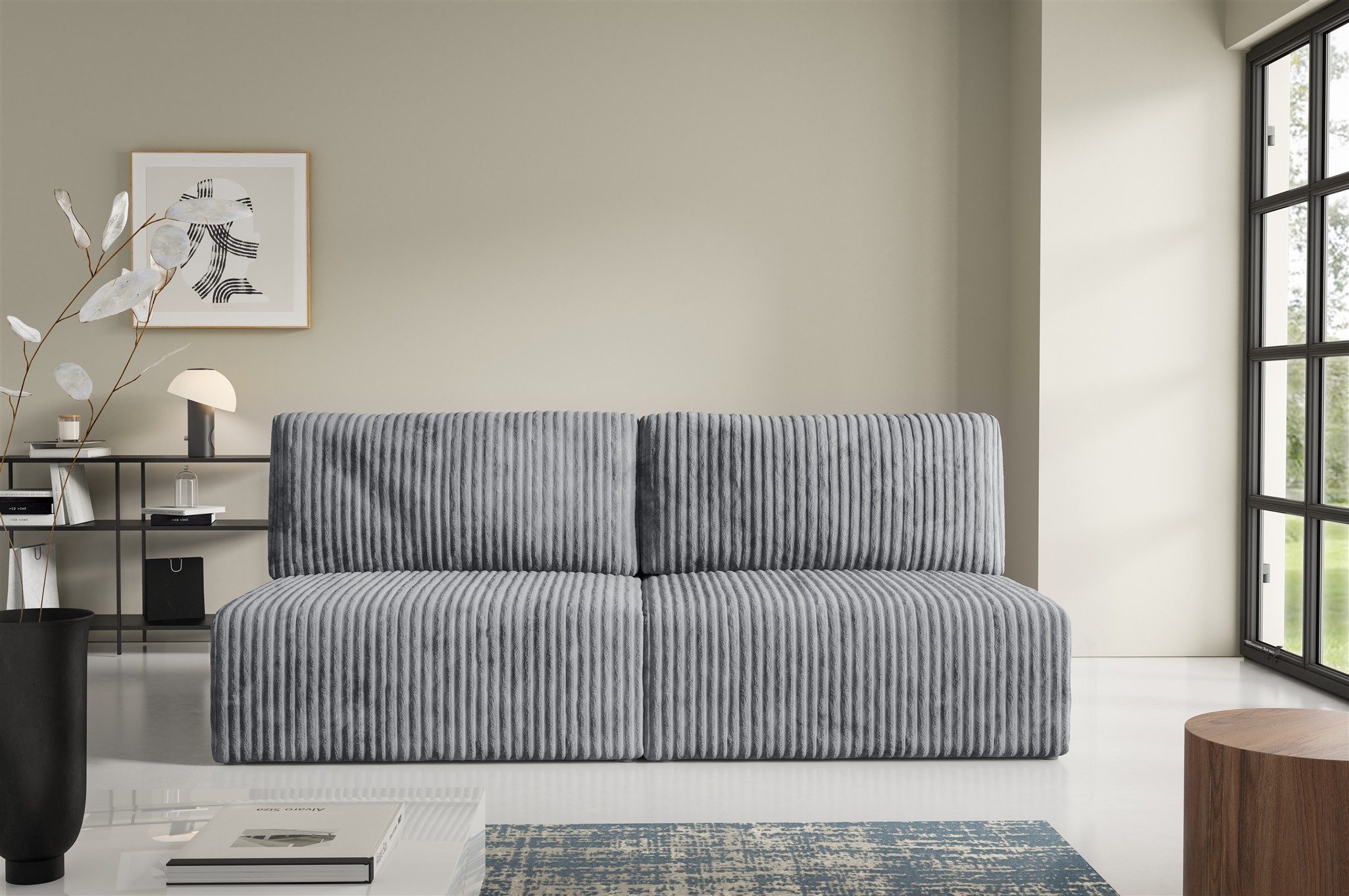 Fun Möbel 3-Sitzer Sofa NATALIA XS mit Schlaffunktion in Stoff Tilia, mit Schlaffunktion und Bettkasten, Rundumbezug