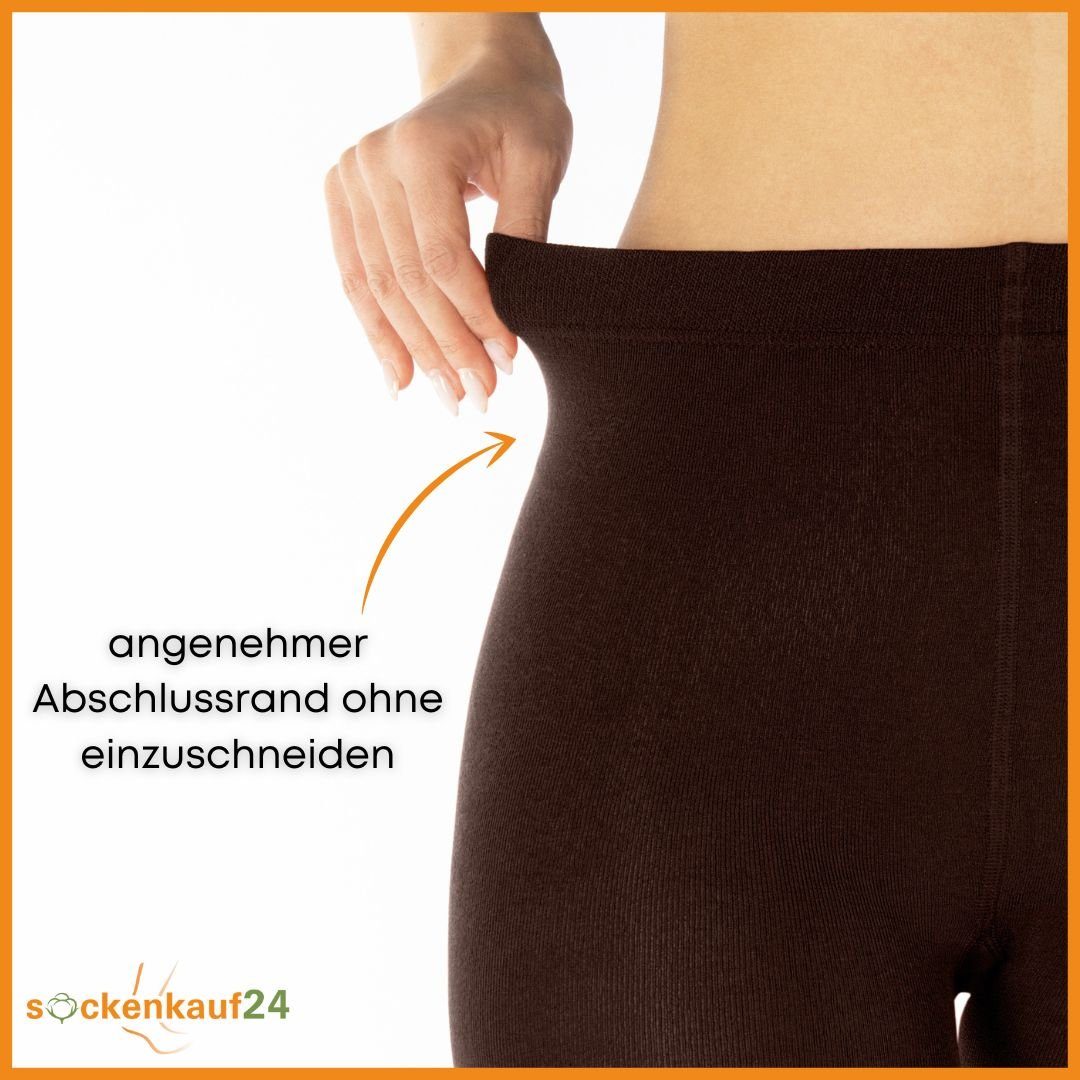 sockenkauf24 Thermostrumpfhose Damen Strumpfhose mit Innenfleece in 10 Farben (Braun 50-52) extra warm Winter Strumpfhose WP – Bild 5 von 5