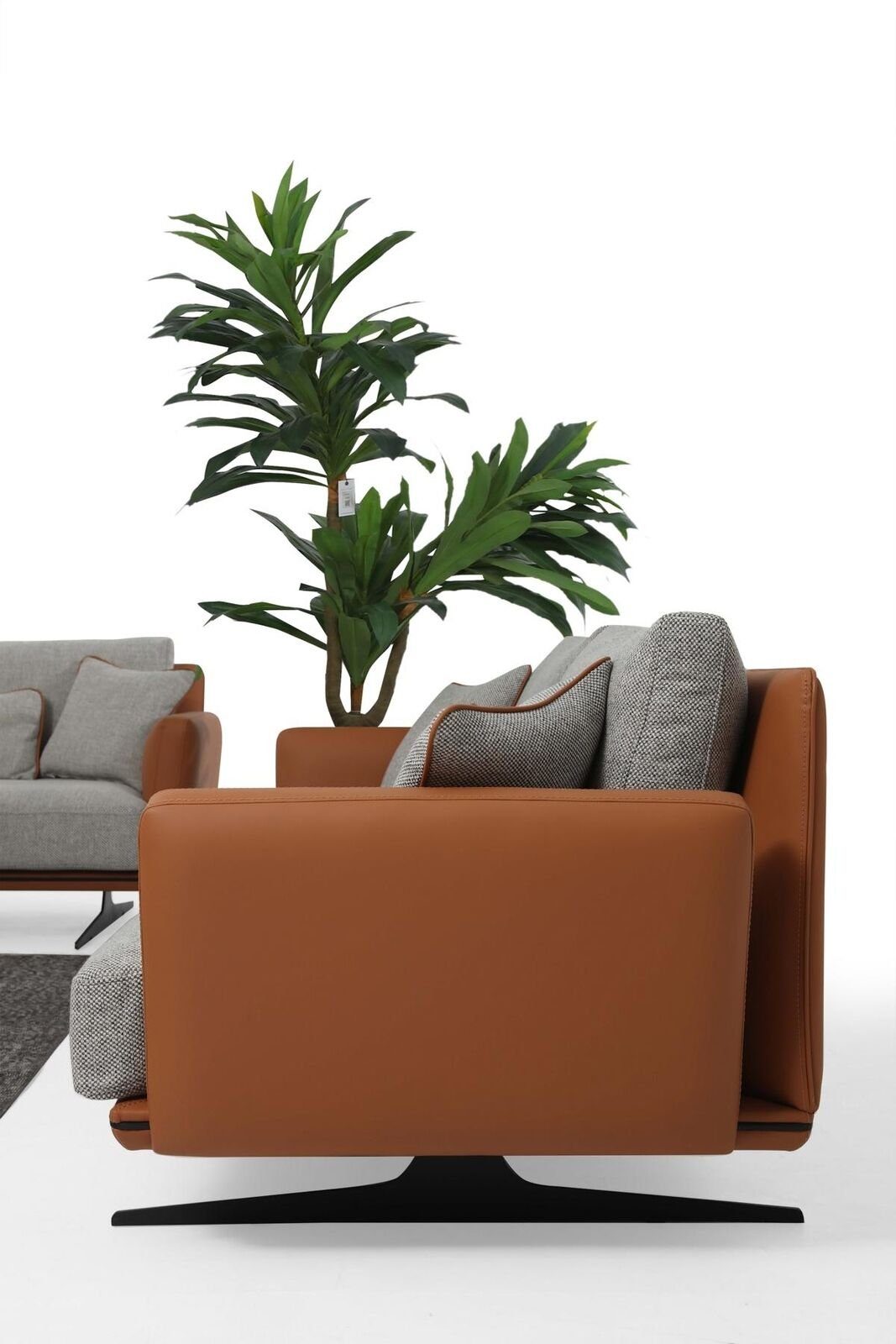 Modern Europa Orange Zweisitzer in Sitzer Sofa JVmoebel Grau, Made Wohnzimmer 1 Stoff 2-Sitzer 2 Design Teile,