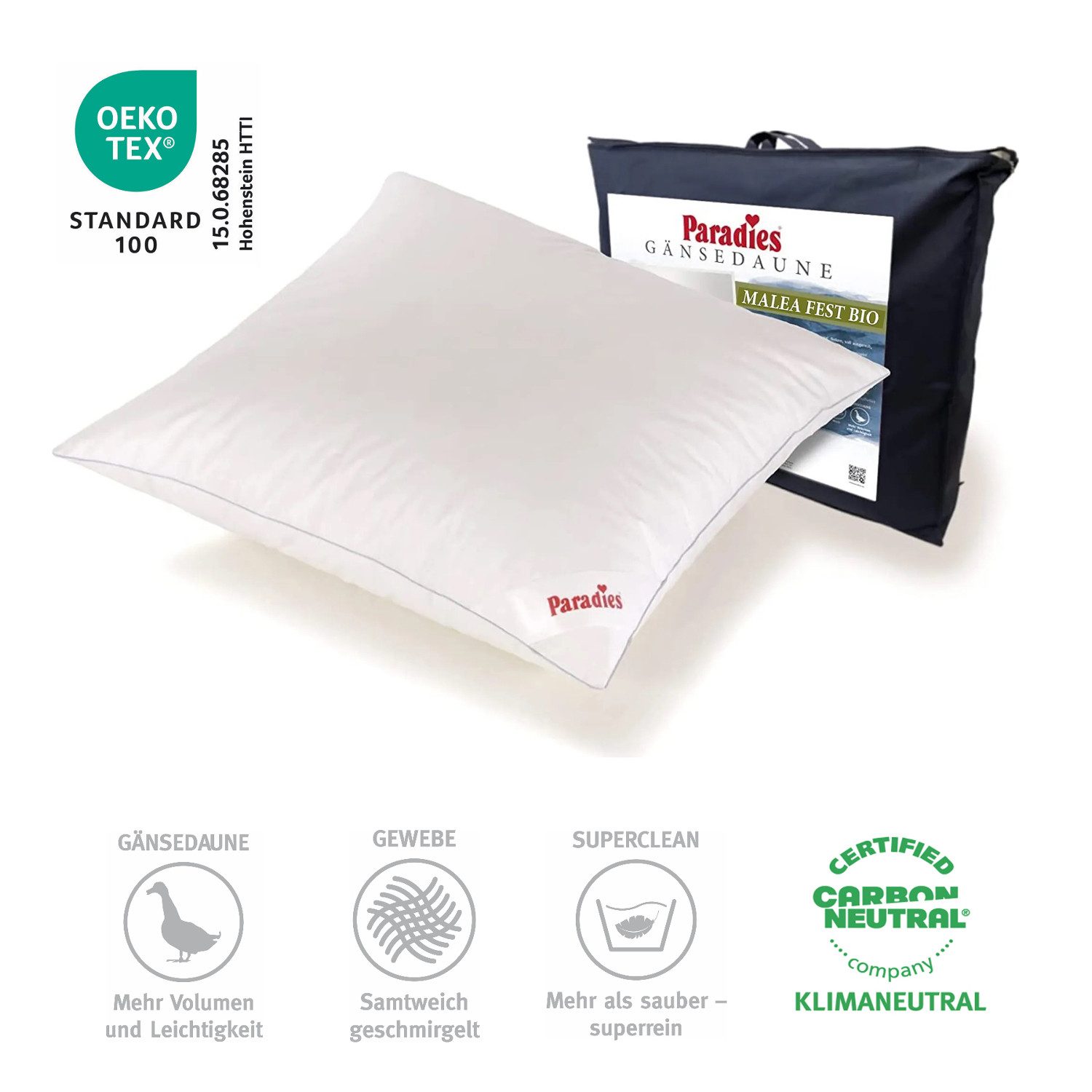 Paradies Federkopfkissen Paradies Gänsedaunen Kopfkissen Malea fest 15% Dau günstig online kaufen