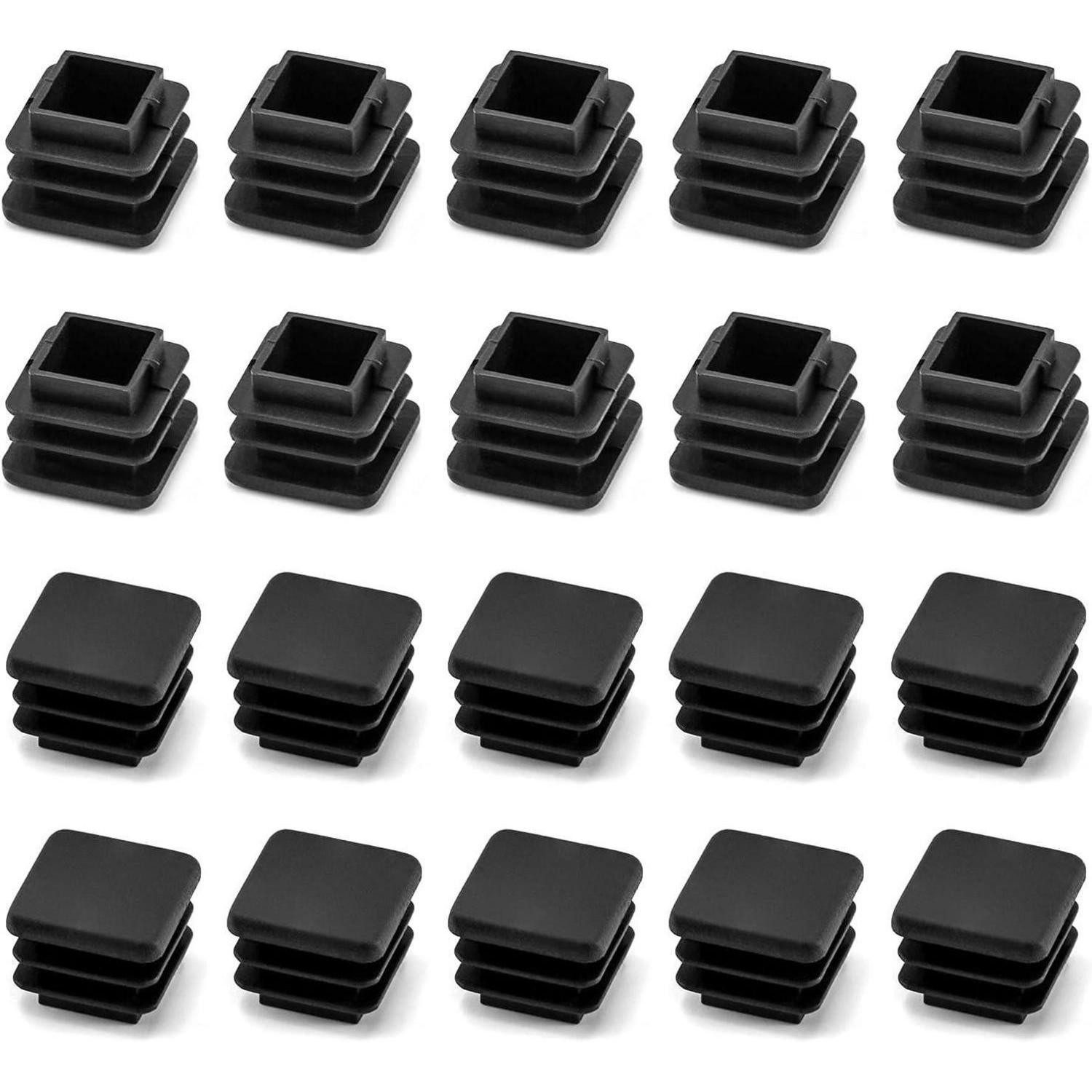 LuxusKollektion Endkappe Quadratstopfen Schwarz 20x20 mm 20 Stück Möbelschutz rutschfest