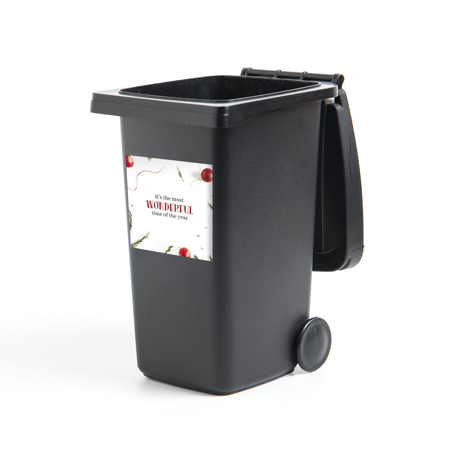 Abfalbehälter Mülltonne, Wandsticker - Weihnachten Mülleimer-aufkleber, MuchoWow (1 Zitat Sticker, Container, St), Winter -