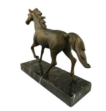 Linoows Dekoobjekt Pferd, Pferdeskulptur Pferdefigur auf Marmorsockel, Skulptur Pferd aus Gusseisen