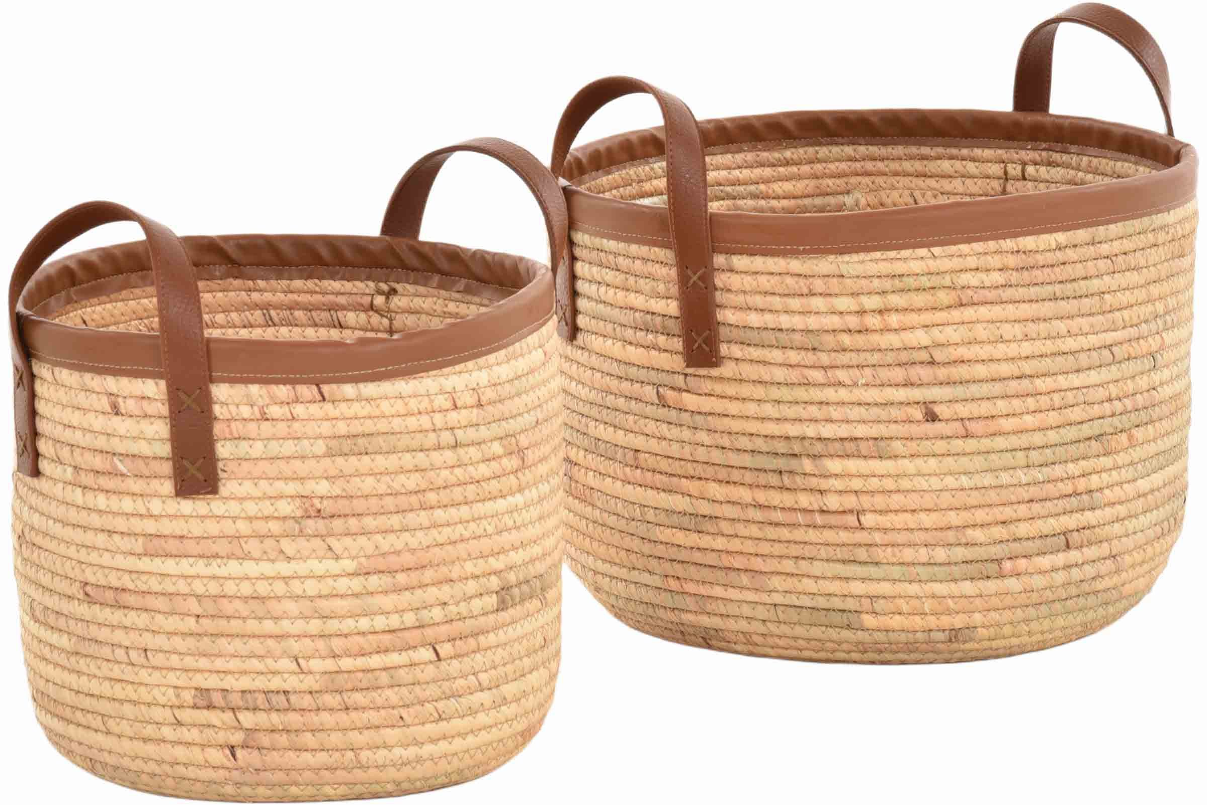 Krines Home Flechtkorb Set/2 Seegras Dekokörbe zur Aufbewahrung Korb (Natur, Rund Ø40/ Ø30cm) (2 St., 2x Körbe), Handgearbeitet Flechtkorb Natur