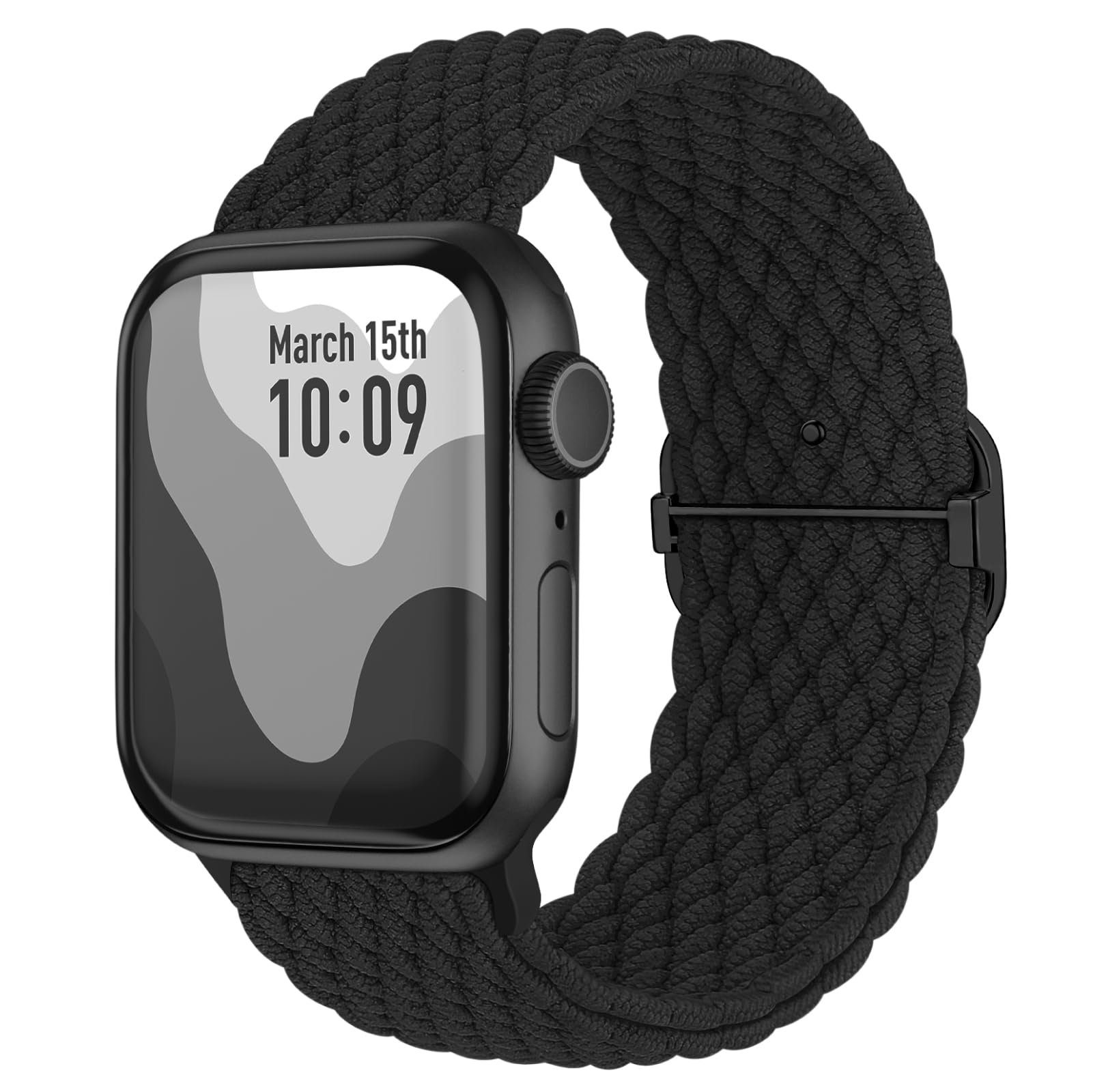 38mm Herren, Mutoy Damen für Smartwatch-Armband Geflochtenes Kompatibel Apple für Uhrenarmbänder 41mm iWatch 40mm Armband Watch mit 8/7/6/5/4/3/2/1/Ultra/SE Schwarz