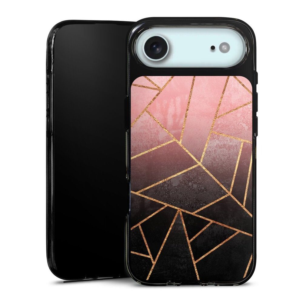 Handyhülle Farbverlauf Geometric Gold & Kupfer Pink And Black Stone Gold Print