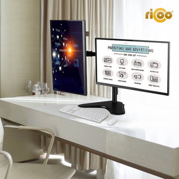 RICOO TS7311 Monitor-Halterung, (bis 32 Zoll, Tisch Halter 2 Monitore Dual Monitorständer Bildschirm schwenkbar)