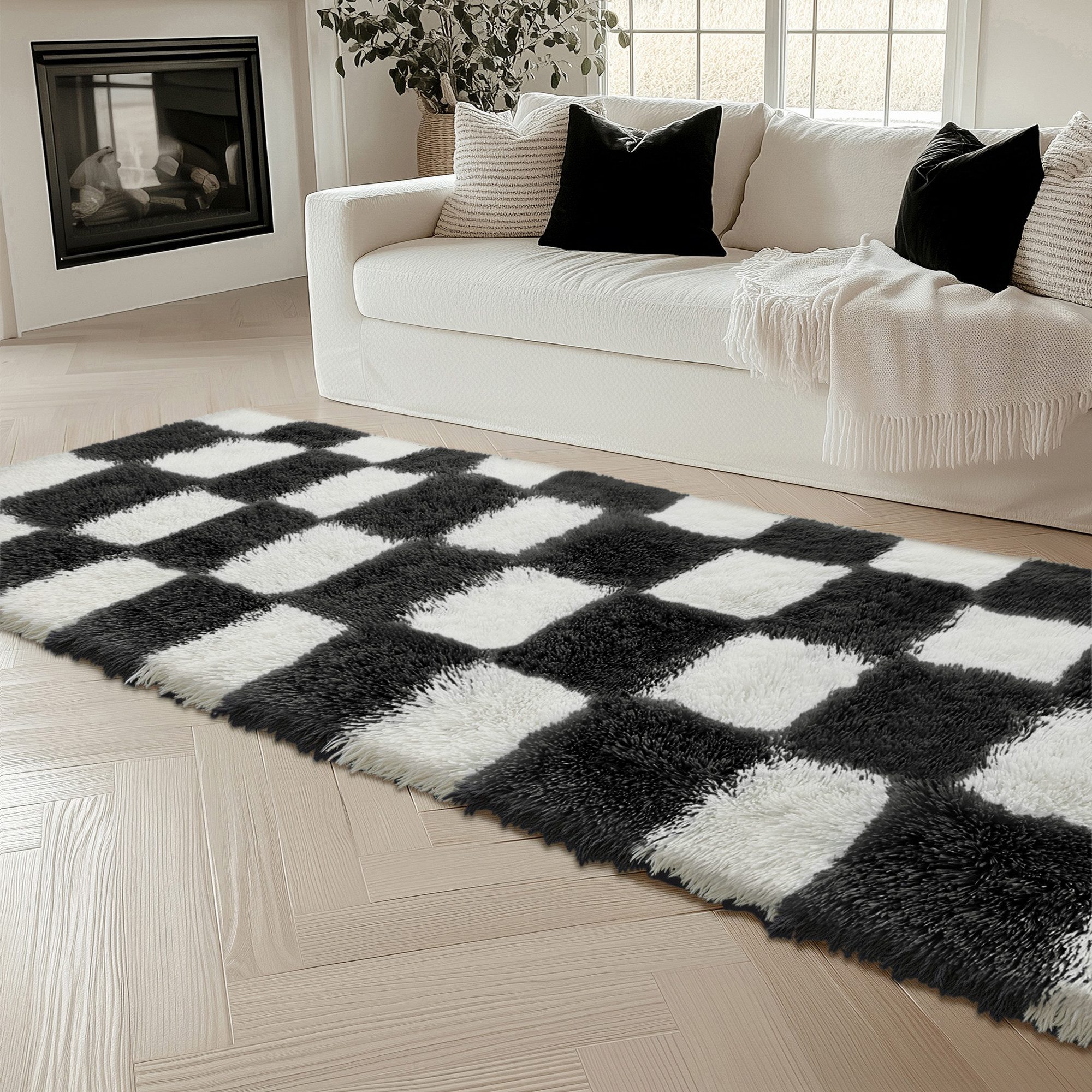 PURECOZY Hochflor-Teppich Mikrofaser-Teppich, Waschbar Weich & Kuschelig, rechteckig, Höhe: 40 mm, geeignet für verschiedene Innenräume, 60x180 cm