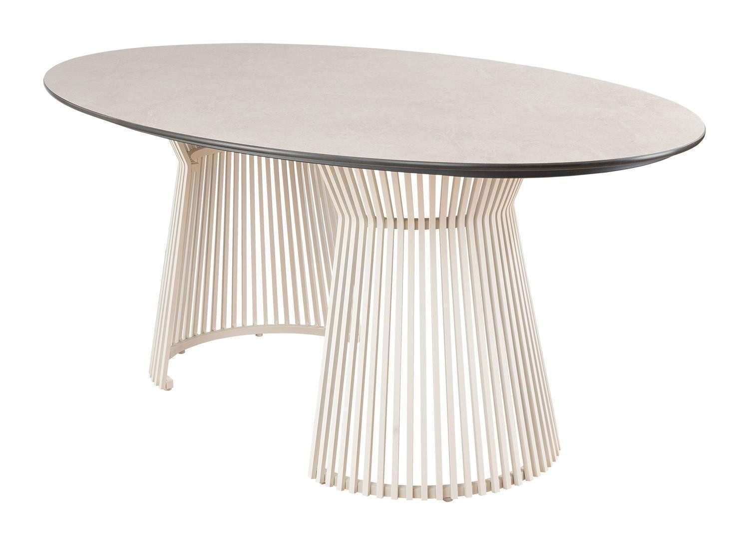 NIEHOFF SITZMÖBEL Gartentisch NOVARA, Grau, Sandgrau, Aluminium, HPL, Oval, B 200 x H 76 x T 110 cm