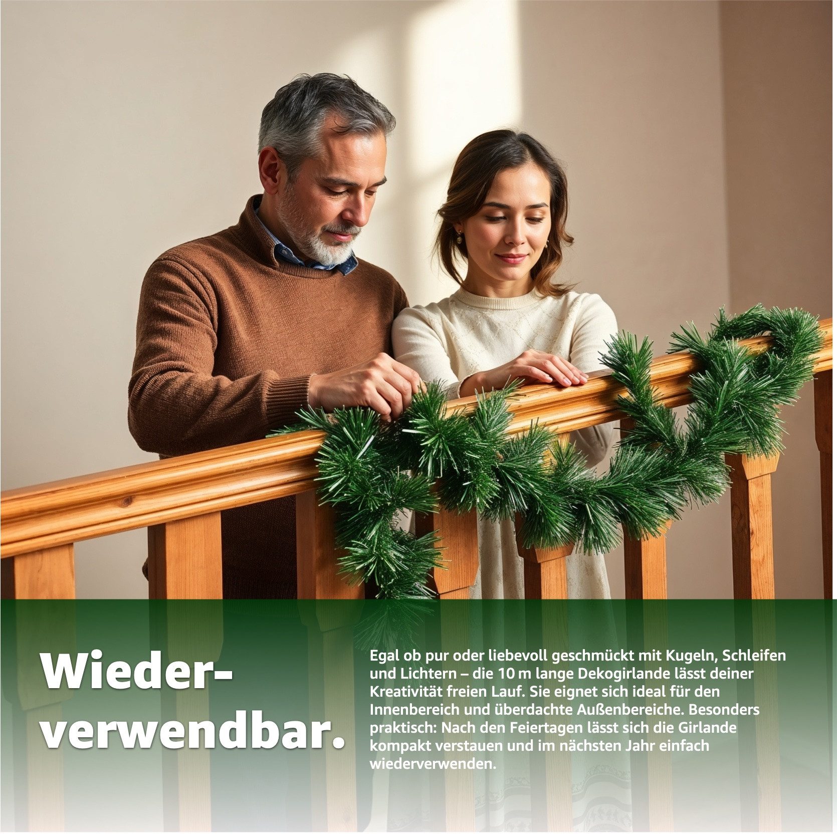 Kunstgirlande Weihnachtsgirlande grün 10 Meter - günstig online kaufen
