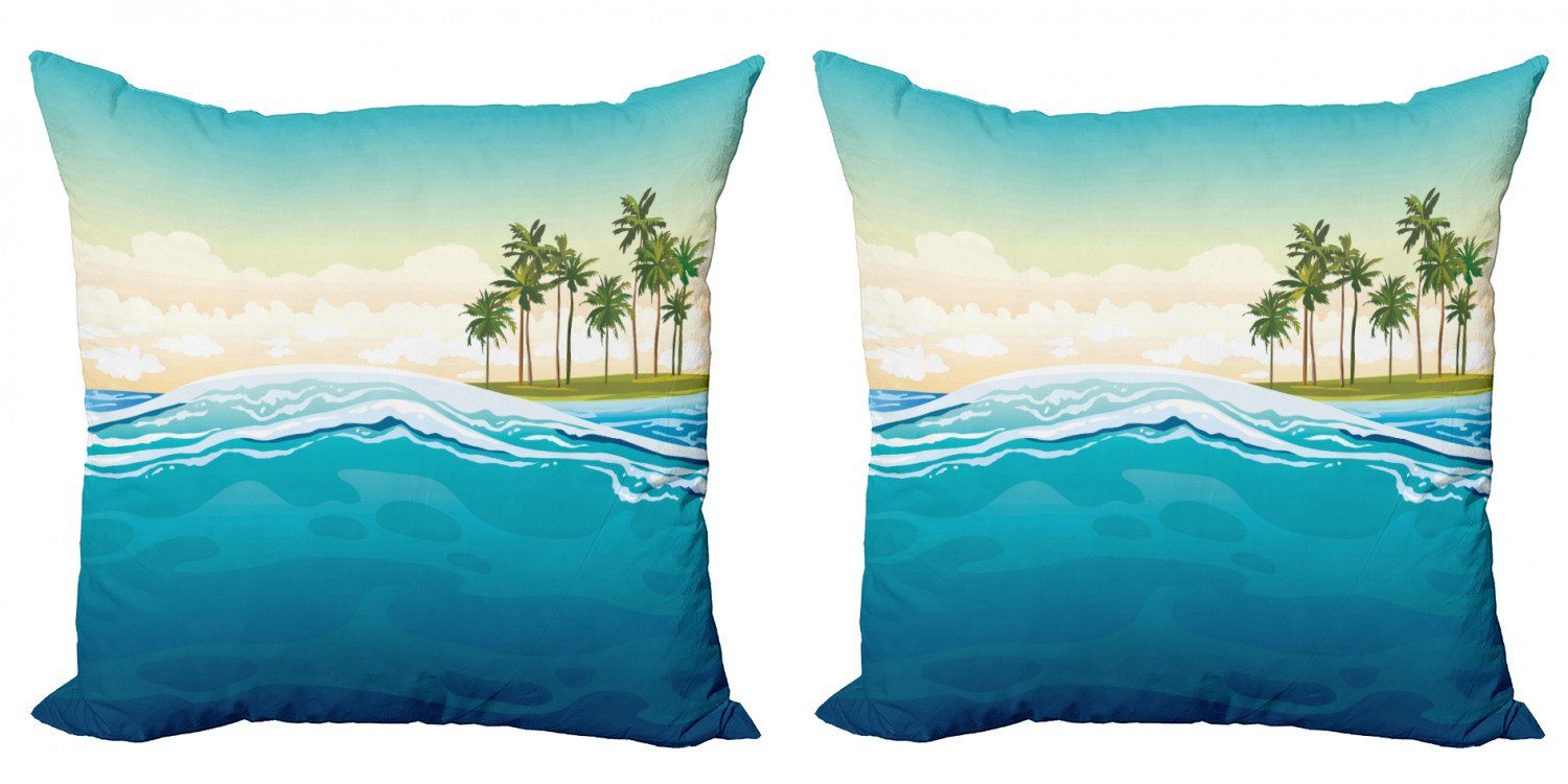 Kissenbezüge Tropisch Modern Ozean Digitaldruck, Accent (2 Abakuhaus Doppelseitiger Urlaub Stück), Landschaft