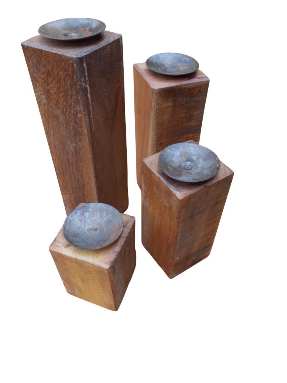 Deko-Impression Подсвечник Stilvolle Подсвечник Set 4 Stück Holz + Eisen massiv Natur (4 St)