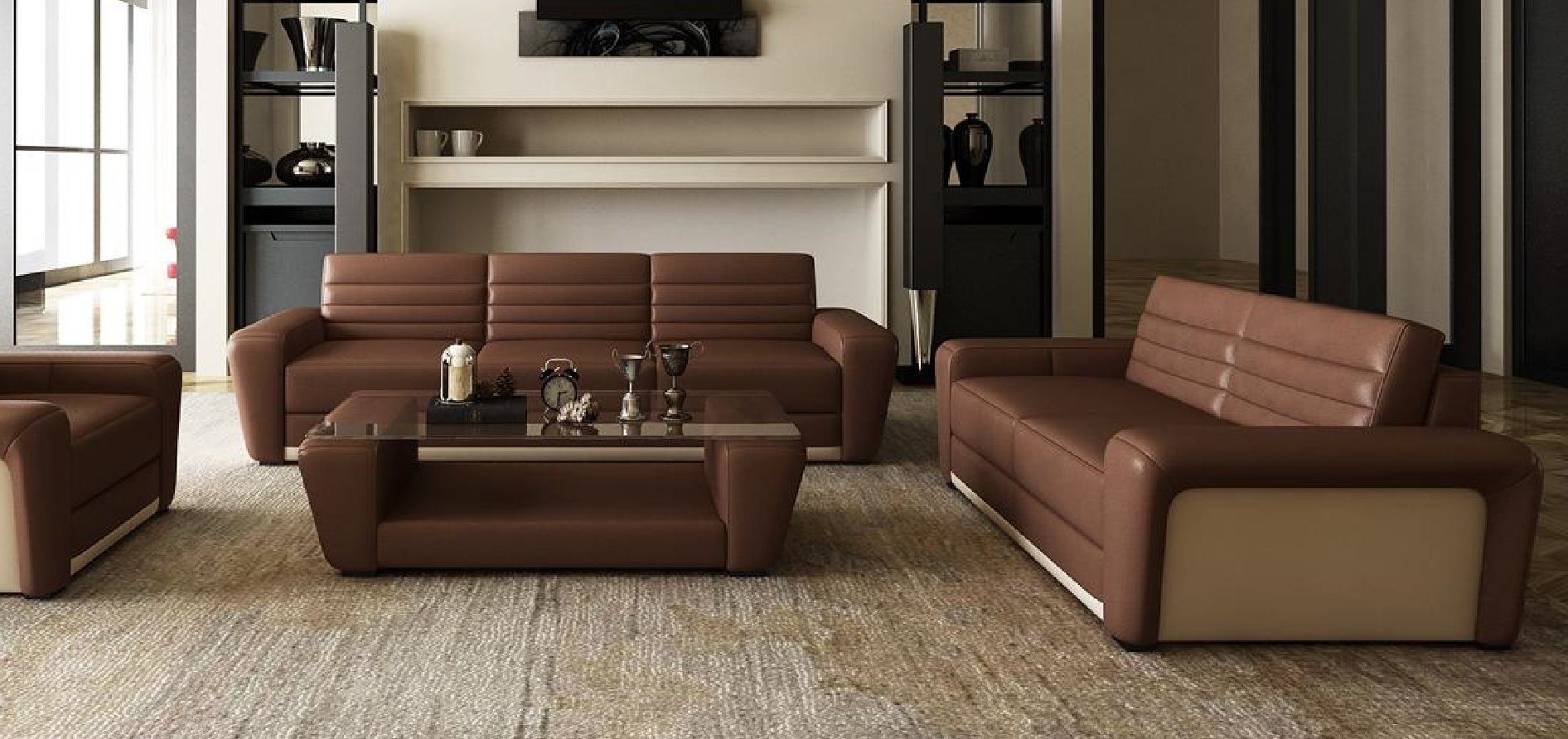 JVmoebel Sofa Sitzer Sofagarnitur Europe Made Couche 3+2 in neue Modern, Luxus braune