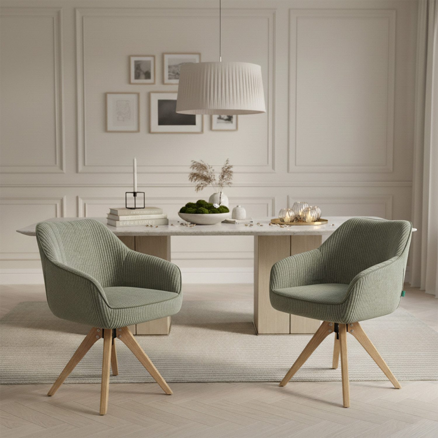 DUBI Möbel Polsterstuhl Mika-Finn 2er-Set, Federkern, Eiche geölt, 360° dre günstig online kaufen