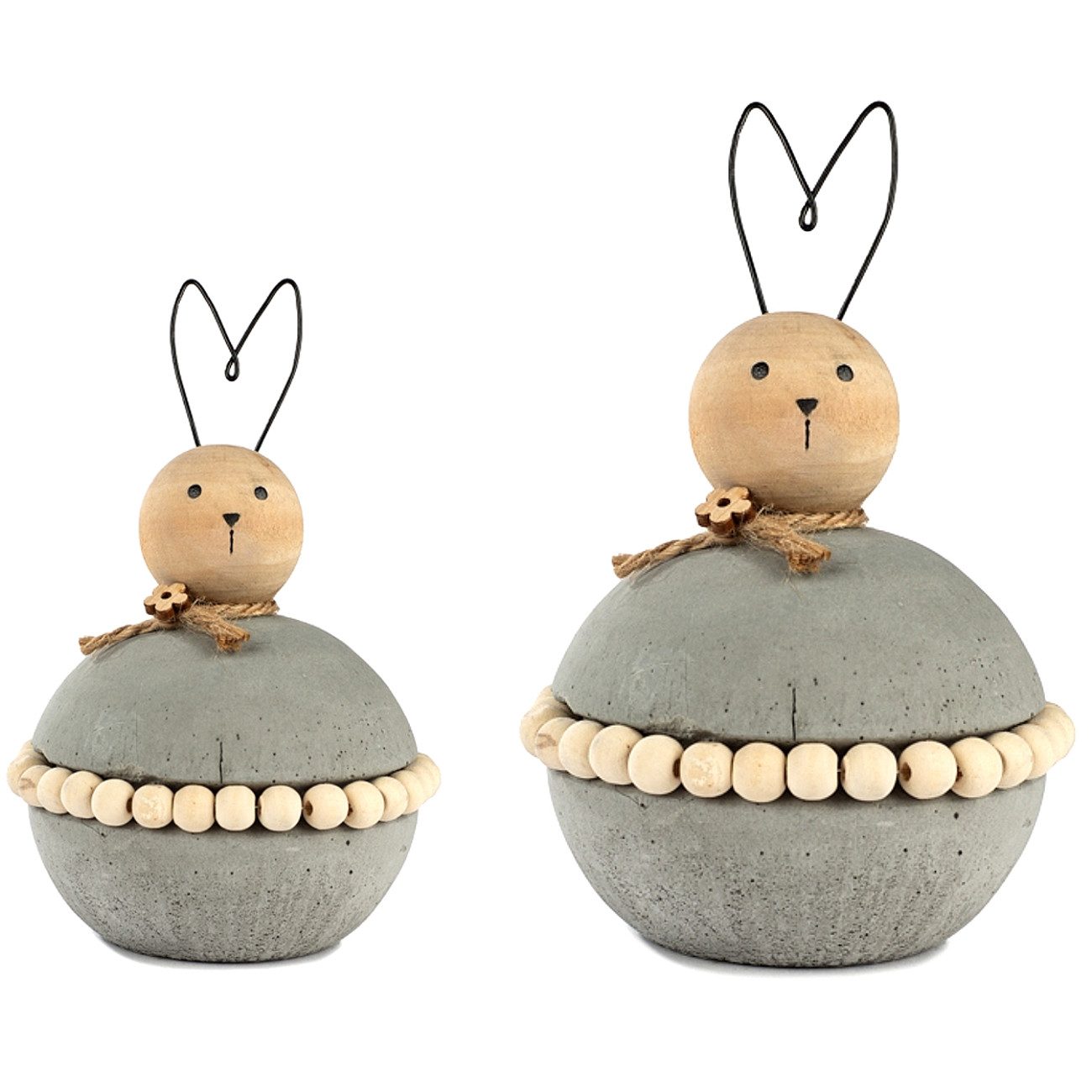 Macosa Home Osterhase Beton mit Perlengürtel 12 oder 15 cm Dekohase rund (Dekoration Tischdeko Osterfigur, 1 St., Figur Dekohase Dekofigur Ostern), Hase Skulptur Oster-Deko Osterdekoration