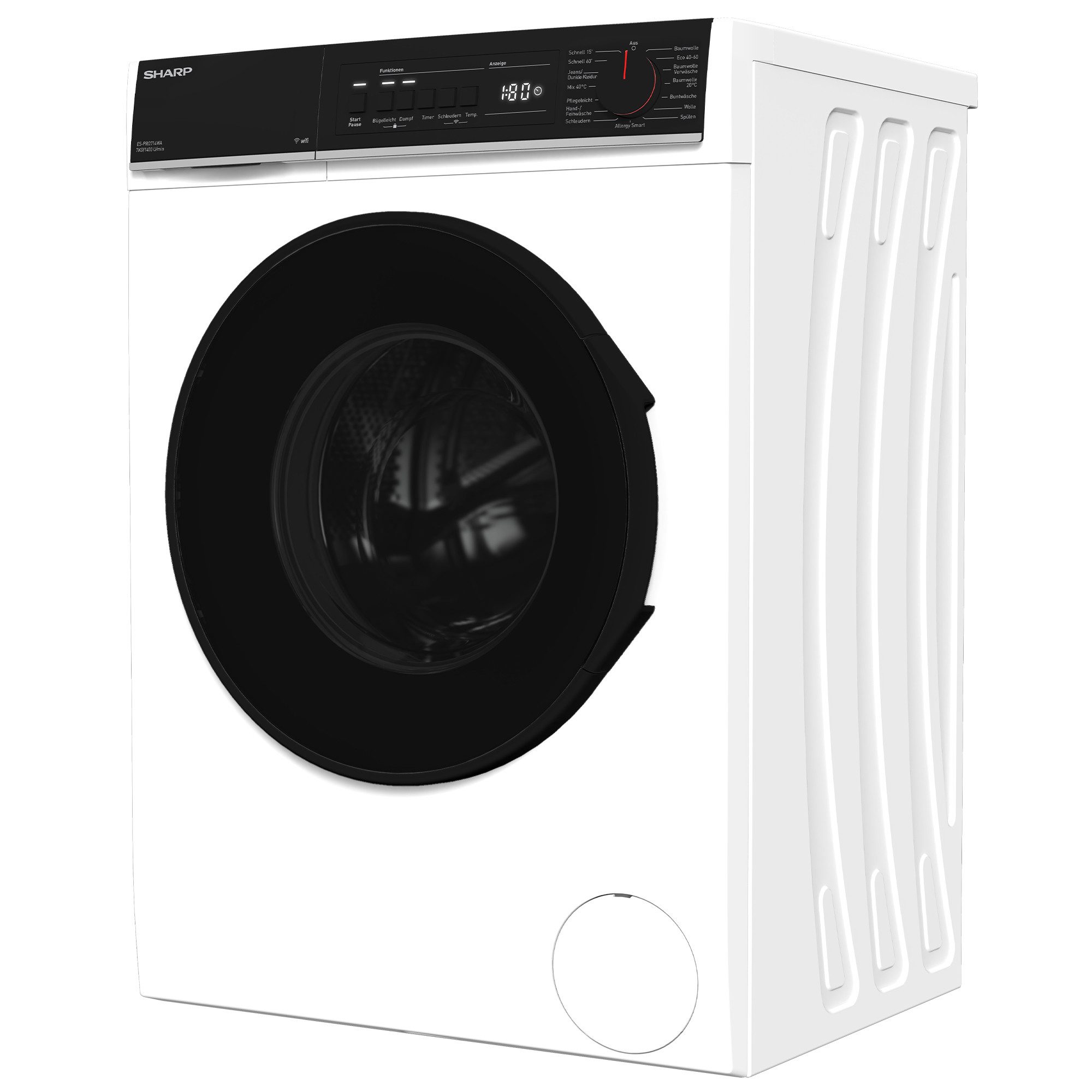Sharp Waschmaschine ES-PRO714WA-DE, 7 kg, 1400 U/min, AquaStop, AllergySmart, Dampf, WiFi, Kindersicherung