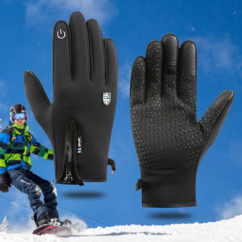 Schwarz Reithandschuhe Skifahren Handschuhe Handschuhe Winddichte Qelus Thermo Touchscreen