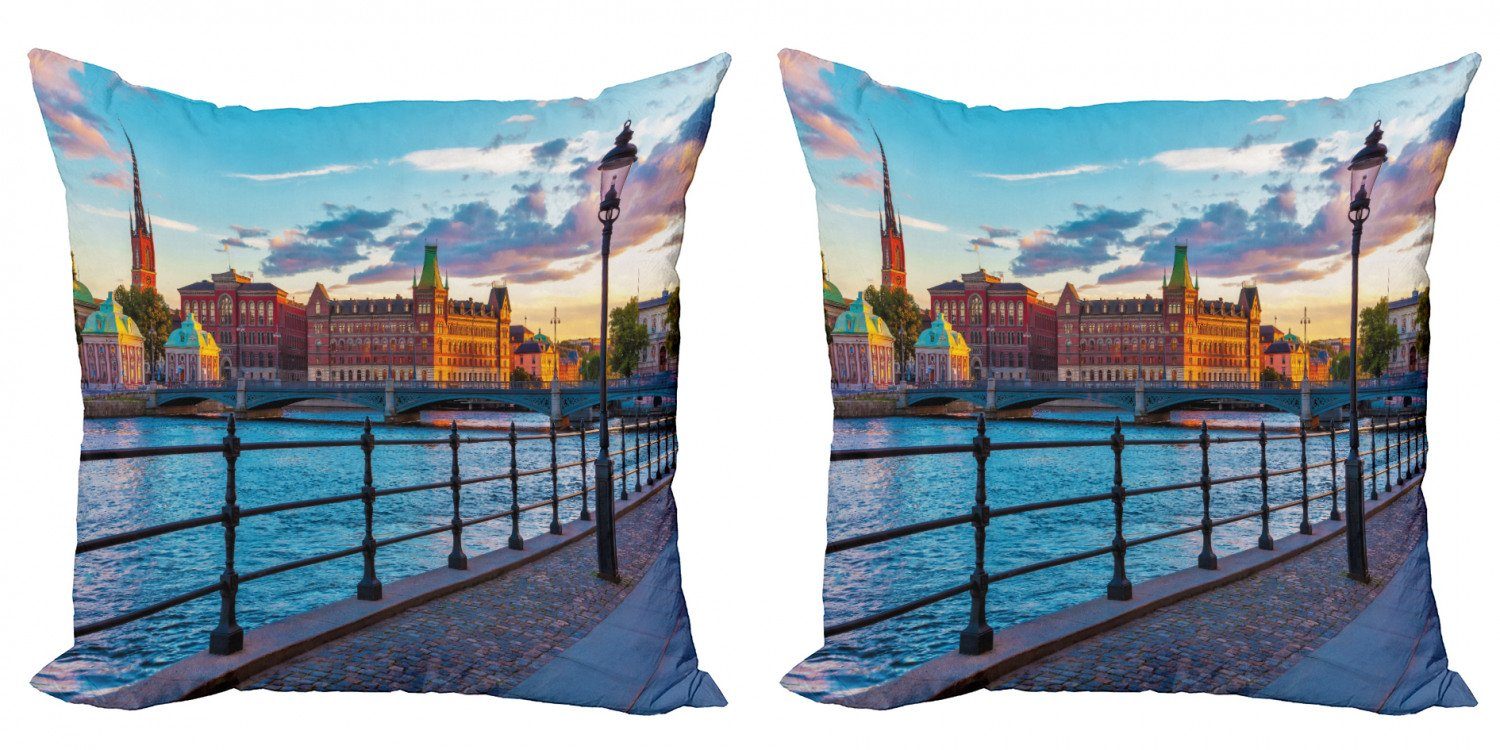 Kissenbezüge Modern Accent Doppelseitiger Scandinavian Altstadt Abakuhaus (2 Stück), Stadtansicht Digitaldruck