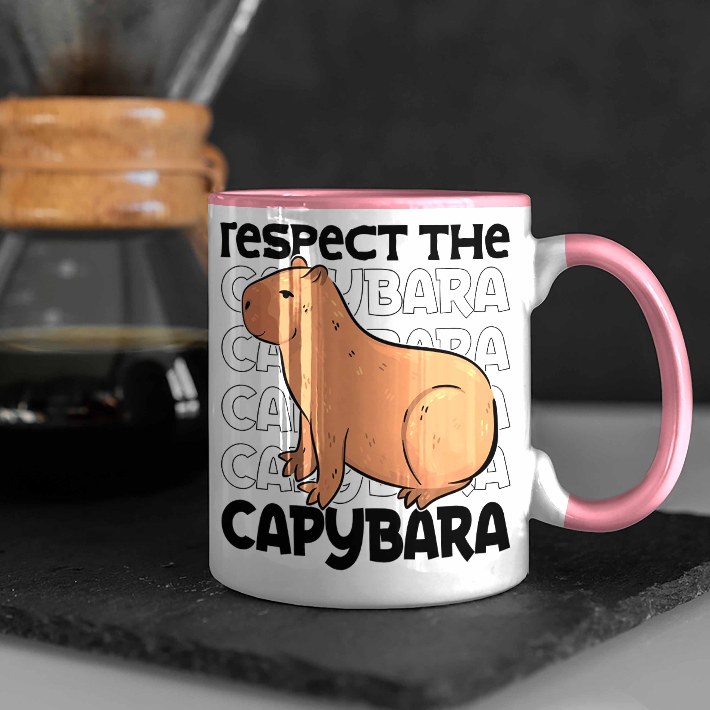 Respect Capybara Tasse für The Geschenk Trendation Kaffeetasse Capy Tier Capybara Tasse Rosa