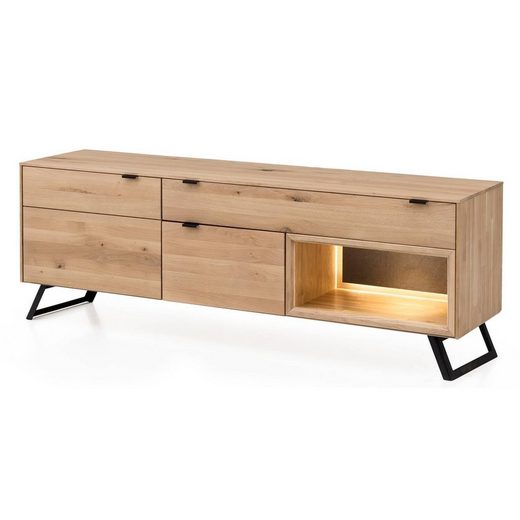 Lomadox Lowboard »LESKO-52«, Massivholz Eiche, bianco geölt, mit