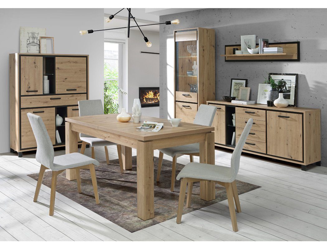 expendio Wohnzimmer-Set Thore mit Eiche 40, Eiche Artisan Schwarz / 5-St), Softclose (Spar-Set