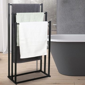Kpaloft Handtuchhalter Badezimmer Handtuchstange, Freistehender Handtuchständer, Badetuchhalter, mit 3 Handtuchstangen, Metall