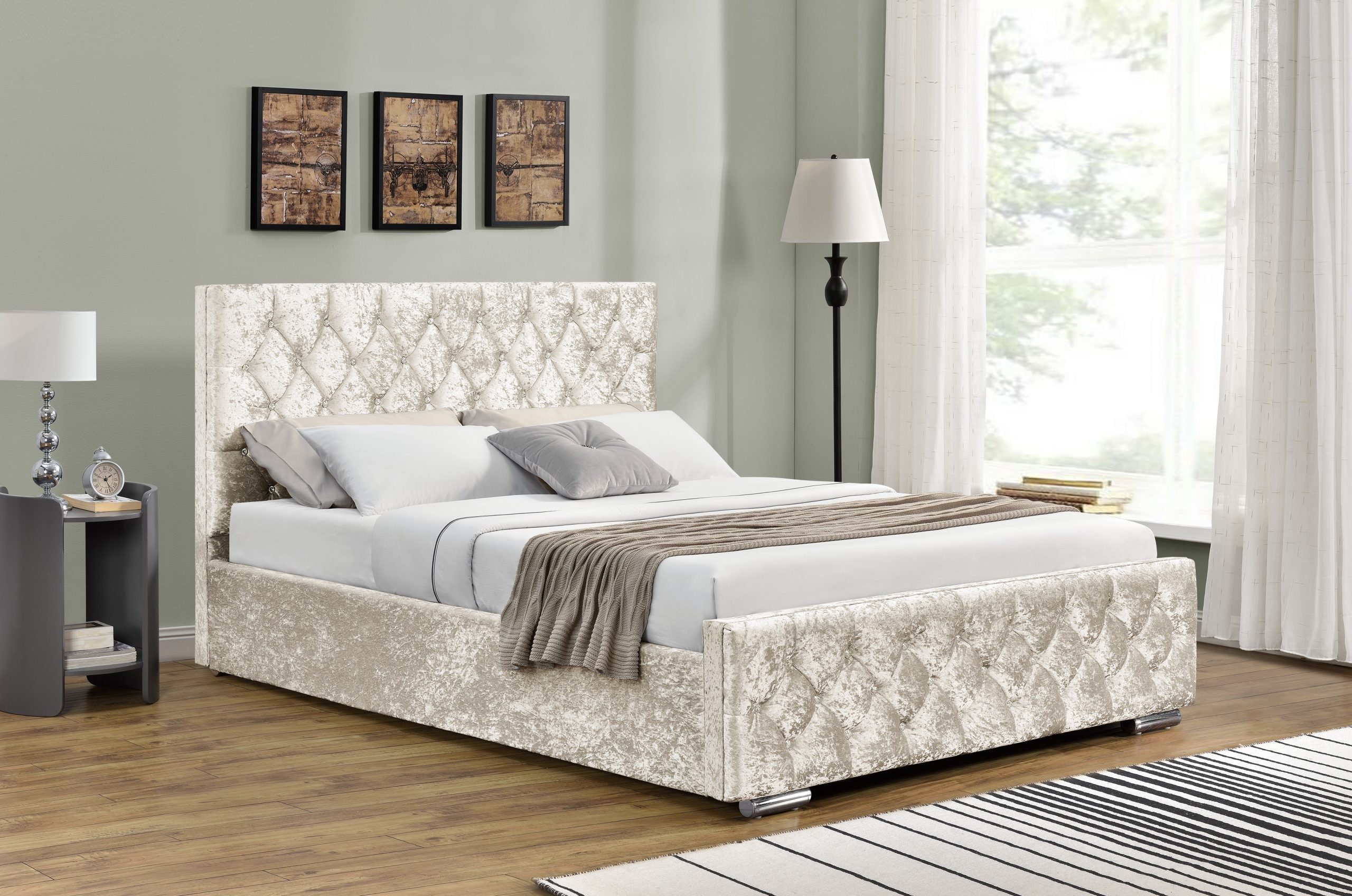 Polsterbett Chesterfield Designer-Bett aus Stoff und Leder mit edler Polsterung