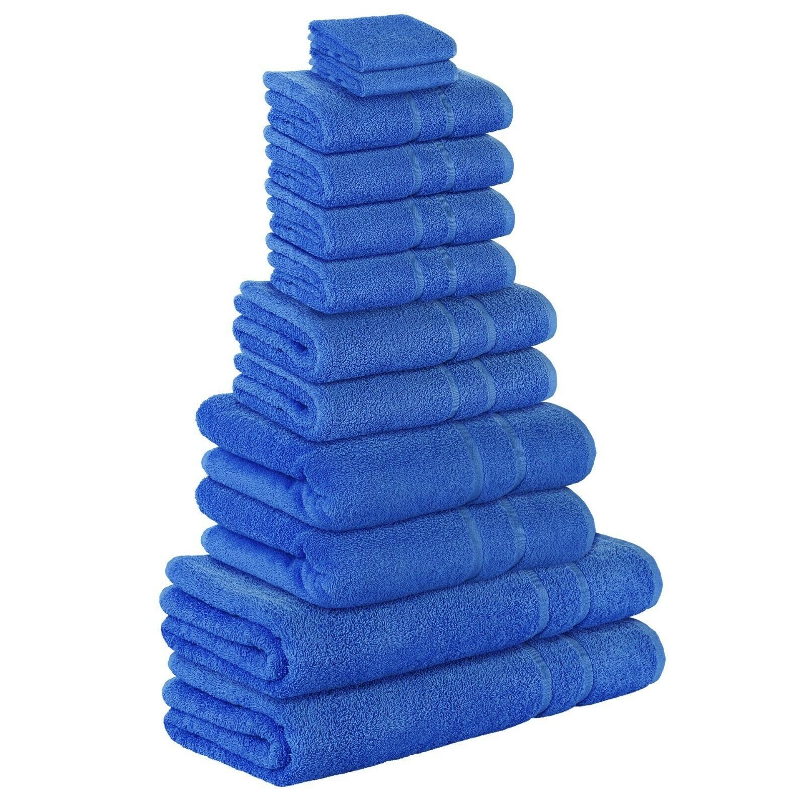 StickandShine Handtuch Set 4x Gästehandtuch 2x Handtücher 4x Duschtücher 2x Badetuch als SET in verschiedenen Farben (12 Teilig) 100% Baumwolle 500 GSM Frottee 12er Handtuch Pack, (Spar-SET) Blau