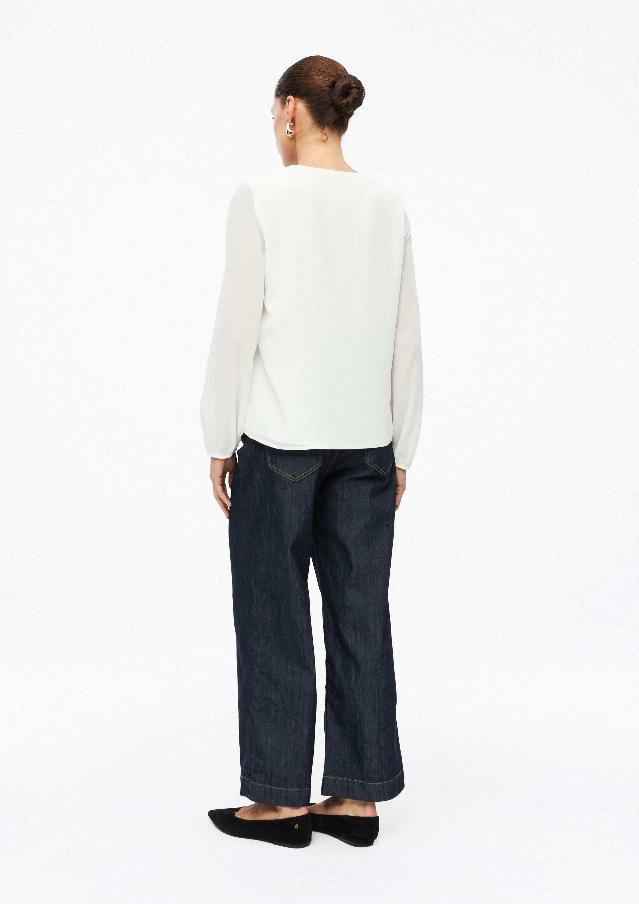 s.Oliver Langarmbluse Bluse Crêpe-Bluse mit Volants