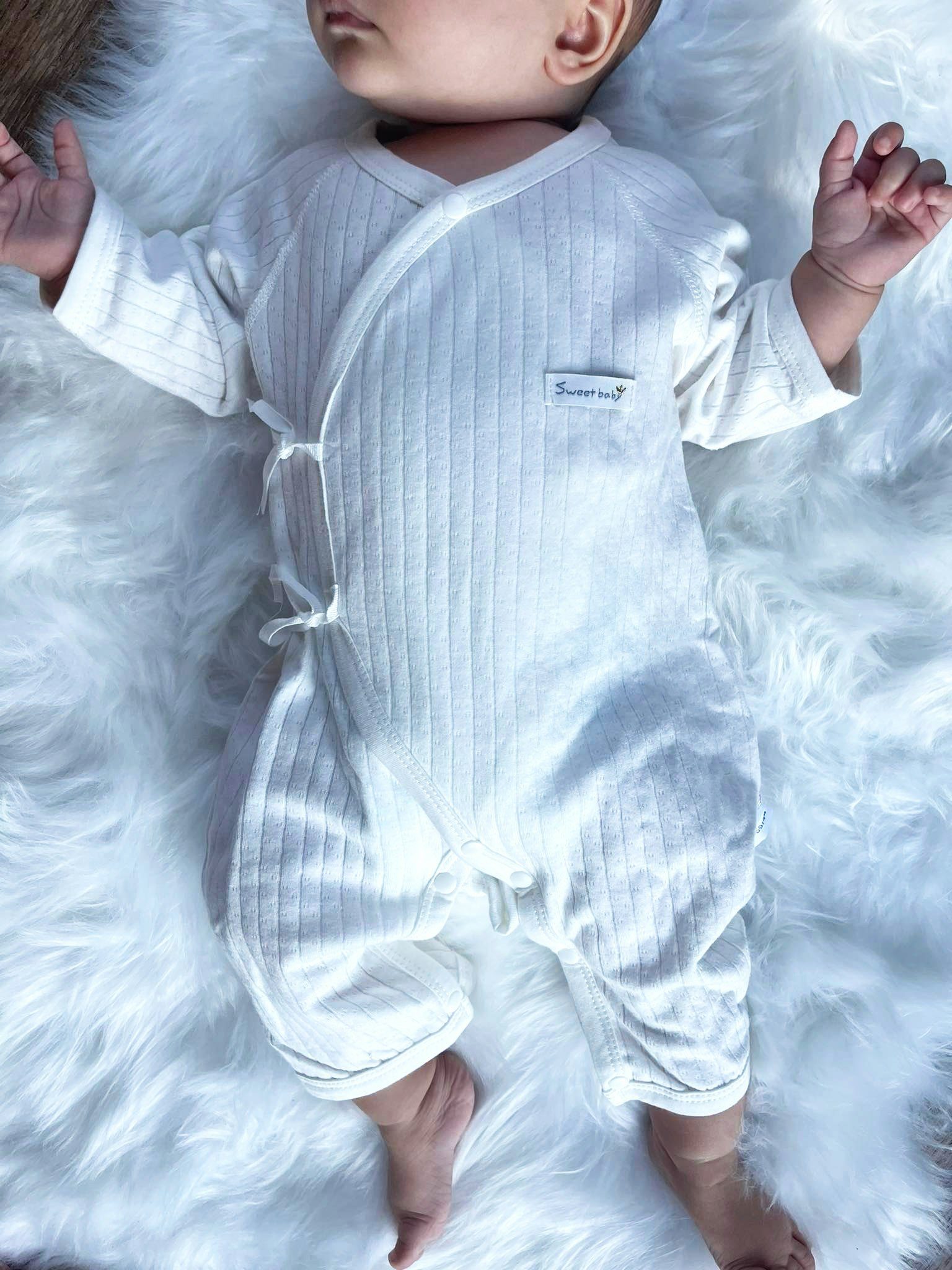 Langarmwickelbody 2-er Baby Hellblau-Weiß Baumwolle leichter 2-er Wickelbody (Set, Einteiler Set Pack) unisex Angel's Baby aus