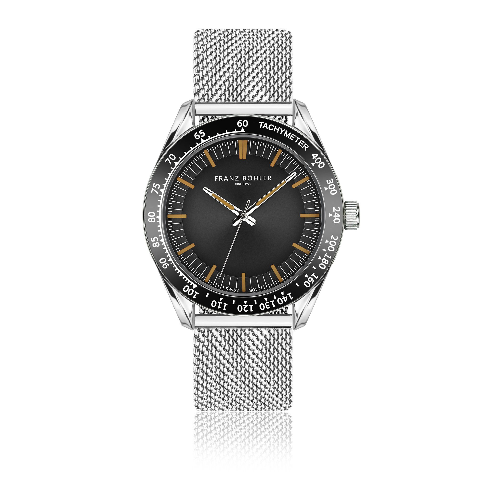 FRANZ BÖHLER Quarzuhr BA5-B010S Poschiavo Silver Mesh