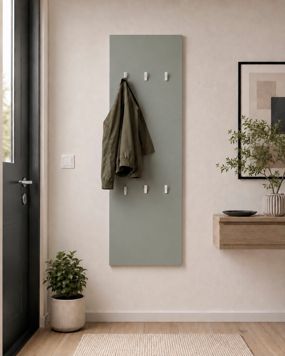borchardt Möbel Garderobenpaneel Vaasa, 123x45cm mit Metallhaken, Garderobe hängend, 6 Haken, Wandgarderobe