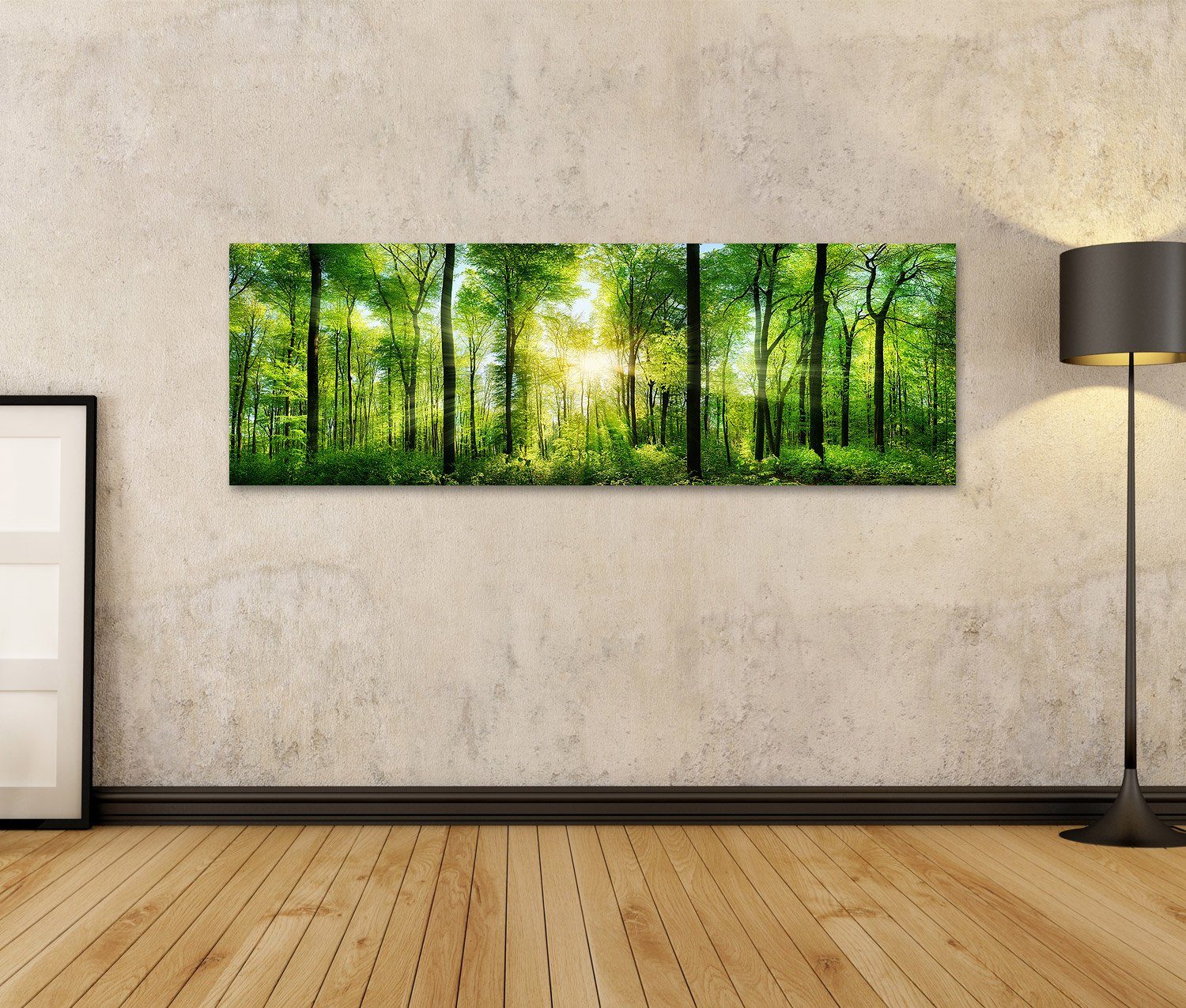 islandburner Leinwandbild Bild auf Leinwand Panorama Von Einem Malerischen Wald Von Frischen Grü – Bild 2 von 3