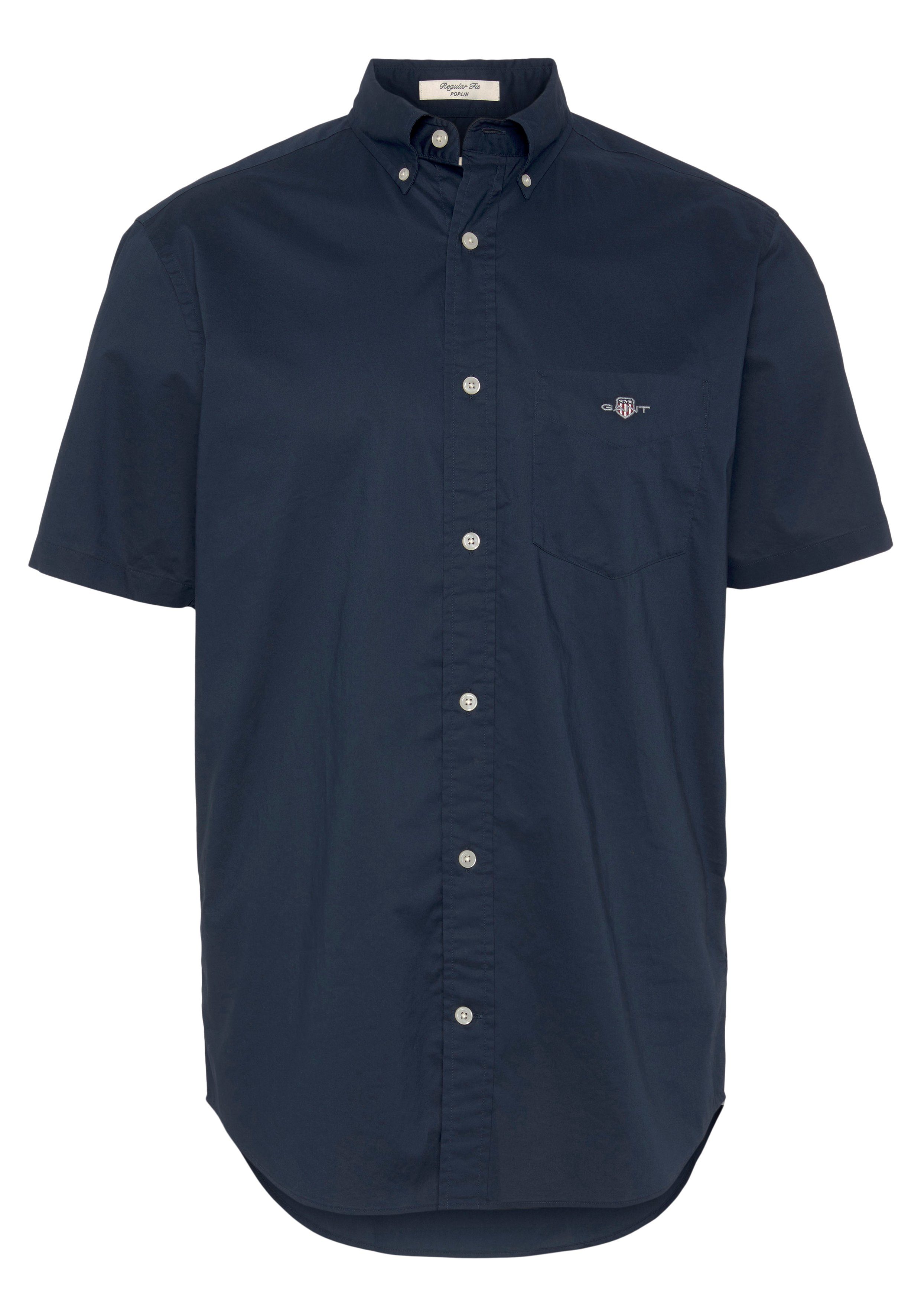 Gant Kurzarmhemd REG POPLIN SS SHIRT mit einer kleinen Logostickerei auf  der Brusttasche | Freizeithemden