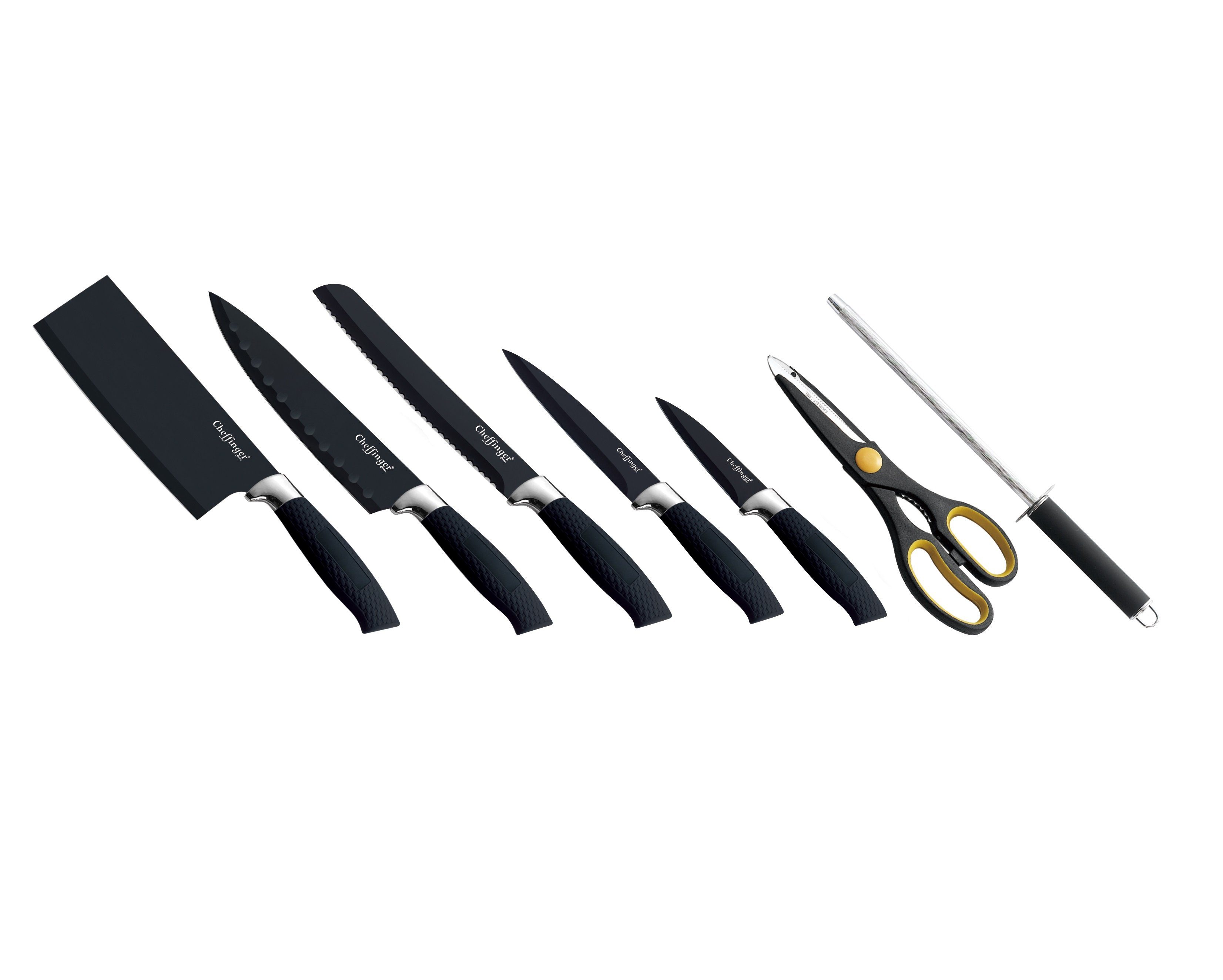 Cheffinger Messer-Set 8 tlg. (8-tlg) Messerblock drehbar Messerset Messer Messerständer Kochmesser