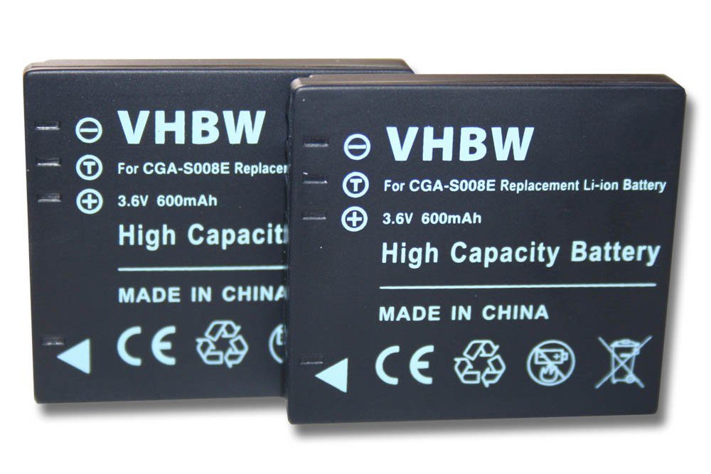 vhbw Ersatz für Panasonic VW-VBJ10E, DMW-BCE10, DMW-BCE10E, VW-VBJ10 für Kamera-Akku Li-Ion 600 mAh (3,6 V)