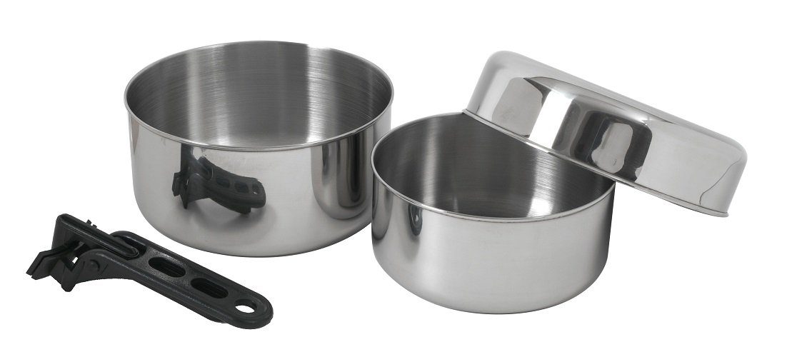 BasicNature Kochtopf BasicNature Campingtopfset 'Biwak Edelstahl', 1, BasicNature Campingtopfset 'Biwak Edelstahl', 1